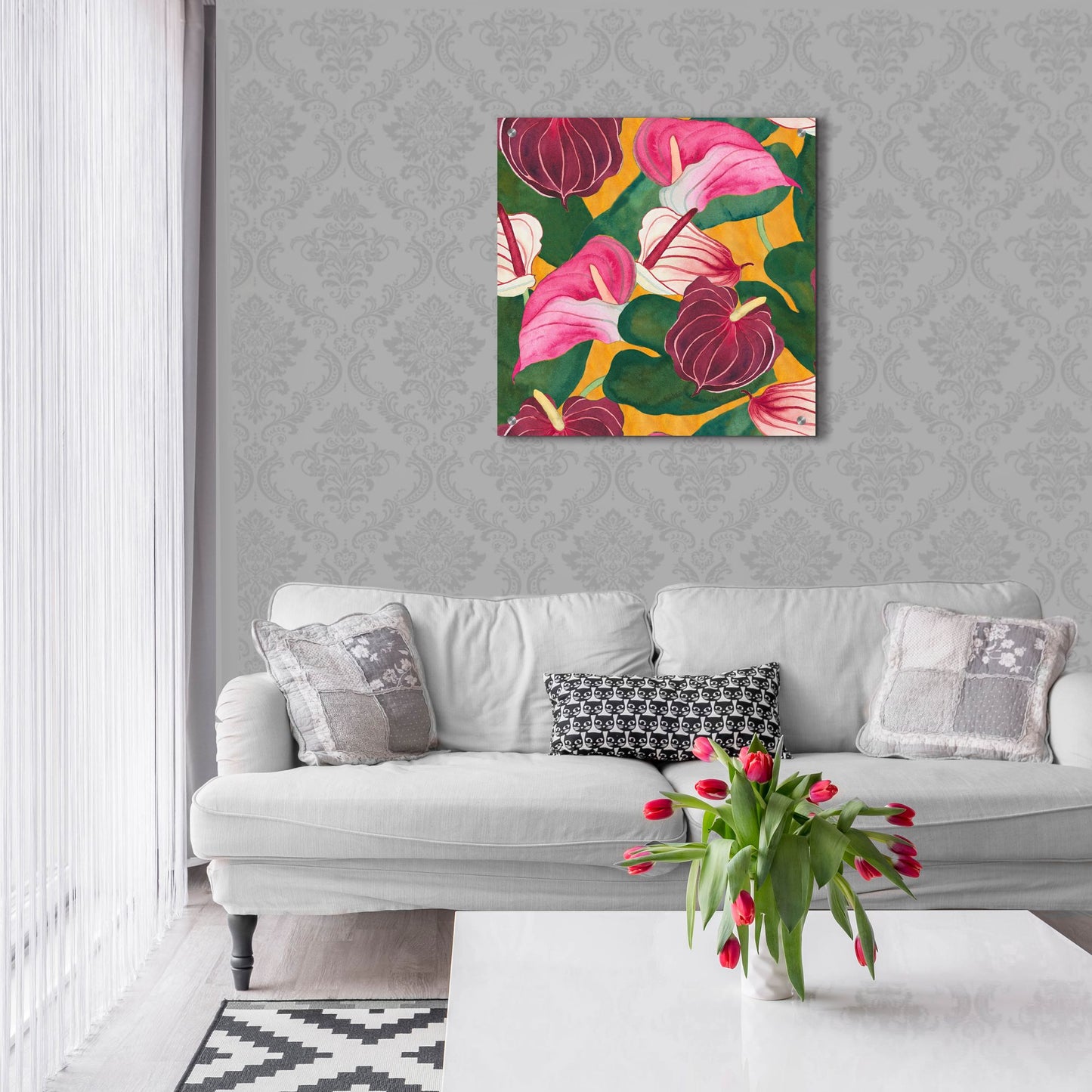 Epic Art 'Heavenly Divine- Anthuriums' by Carissa Luminess, Acrylic Glass Wall Art,24x24