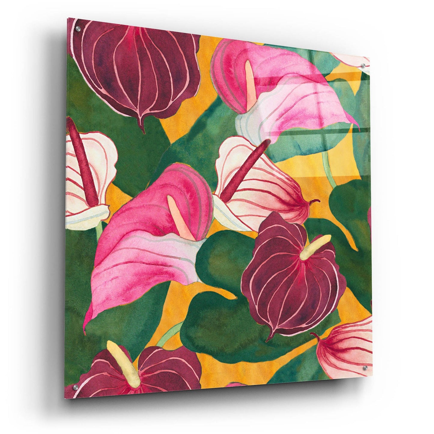 Epic Art 'Heavenly Divine- Anthuriums' by Carissa Luminess, Acrylic Glass Wall Art,36x36