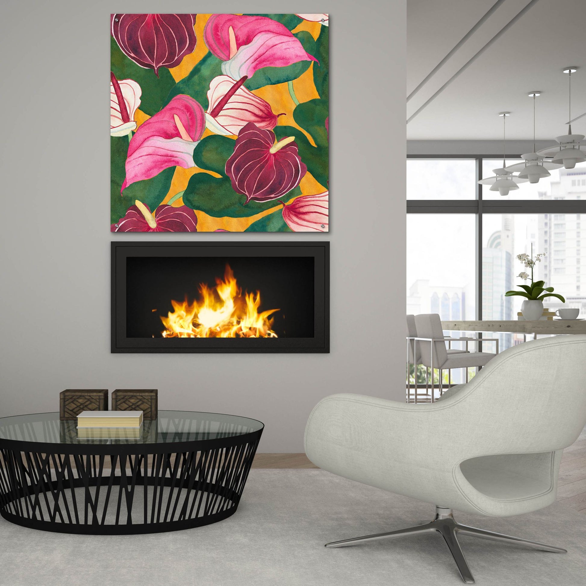 Epic Art 'Heavenly Divine- Anthuriums' by Carissa Luminess, Acrylic Glass Wall Art,36x36