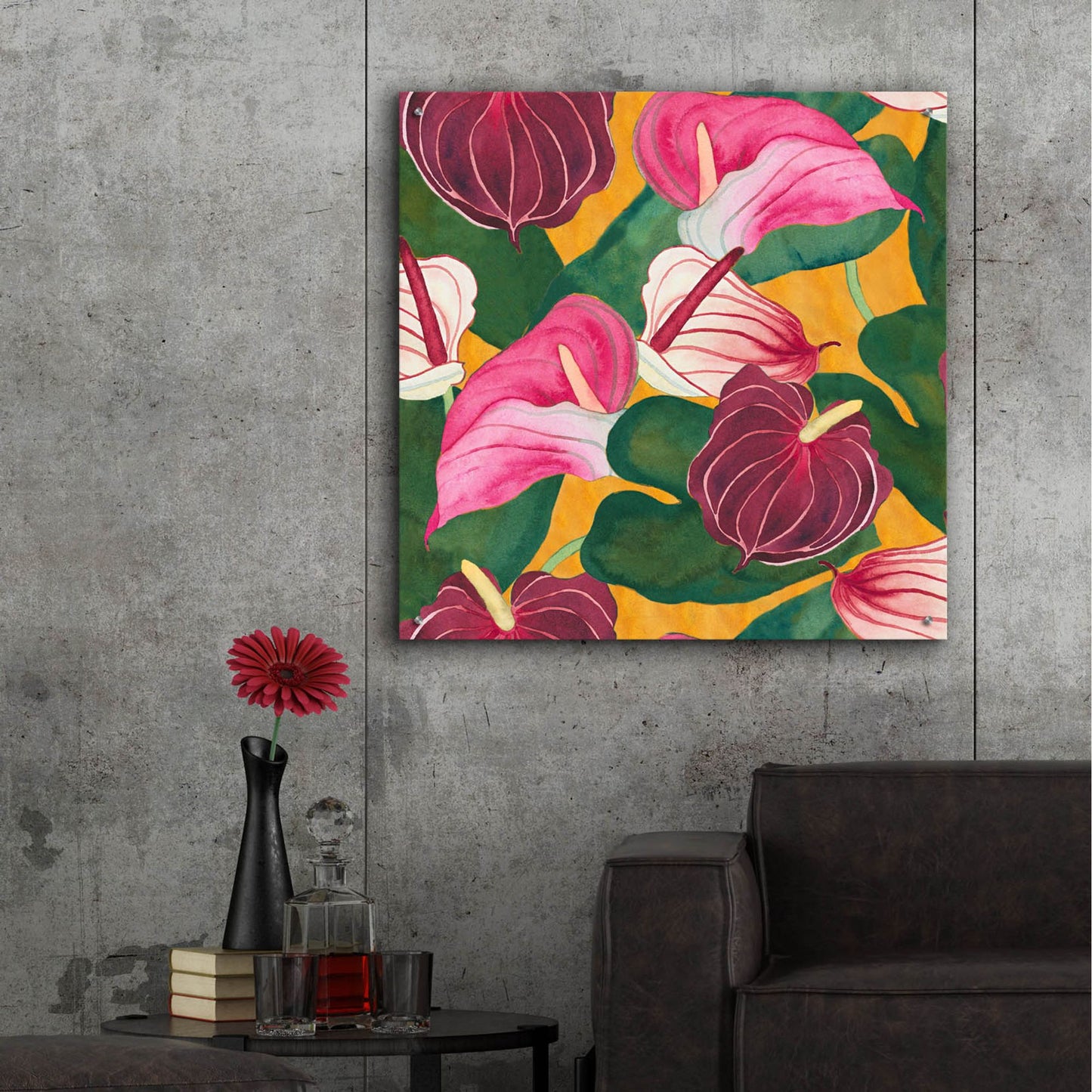 Epic Art 'Heavenly Divine- Anthuriums' by Carissa Luminess, Acrylic Glass Wall Art,36x36