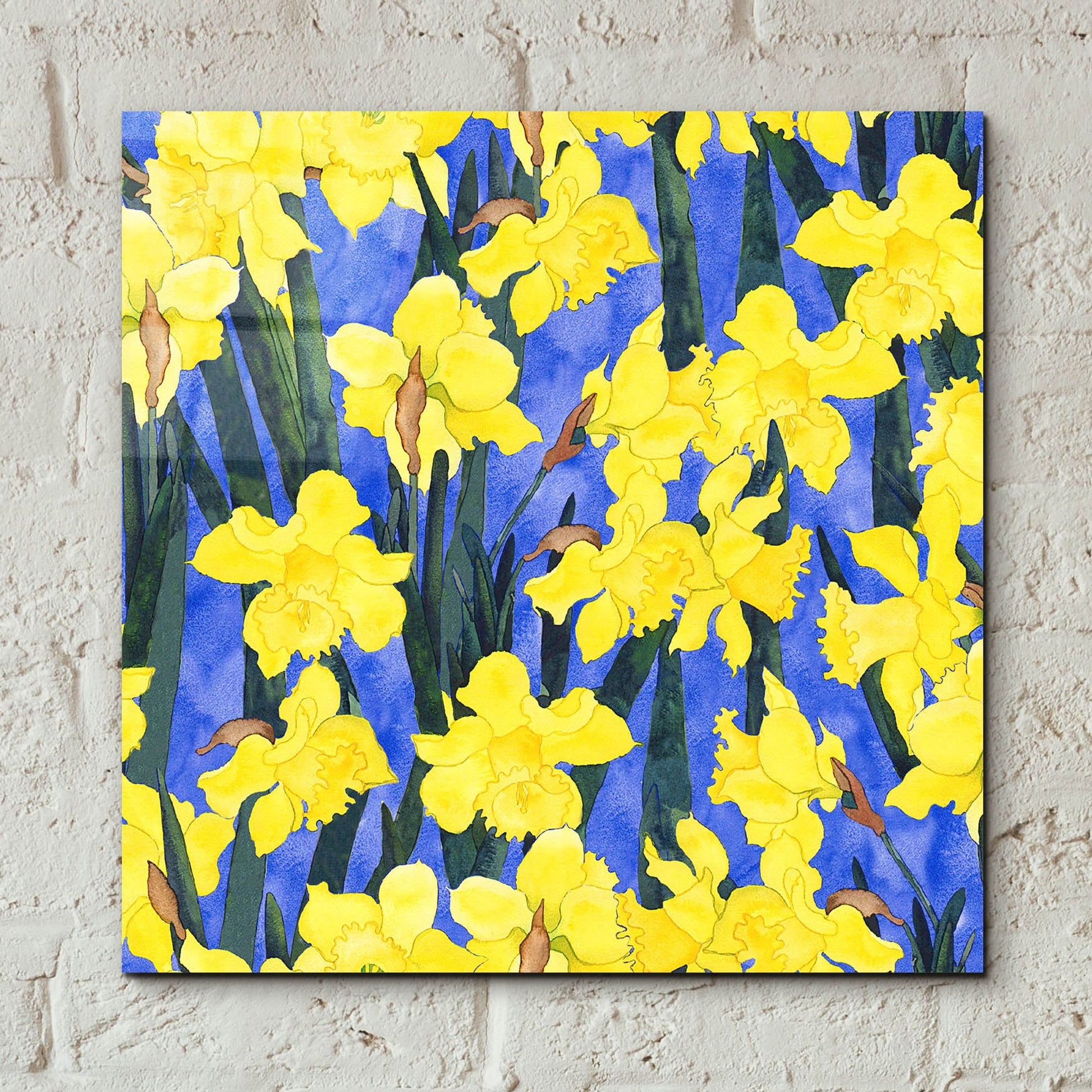 Epic Art 'Fertile Rising Pattern - Daffodils' by Carissa Luminess, Acrylic Glass Wall Art,12x12