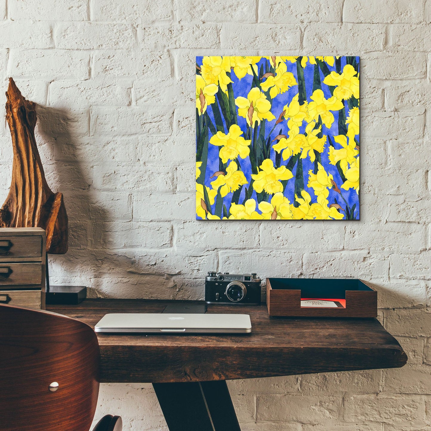 Epic Art 'Fertile Rising Pattern - Daffodils' by Carissa Luminess, Acrylic Glass Wall Art,12x12