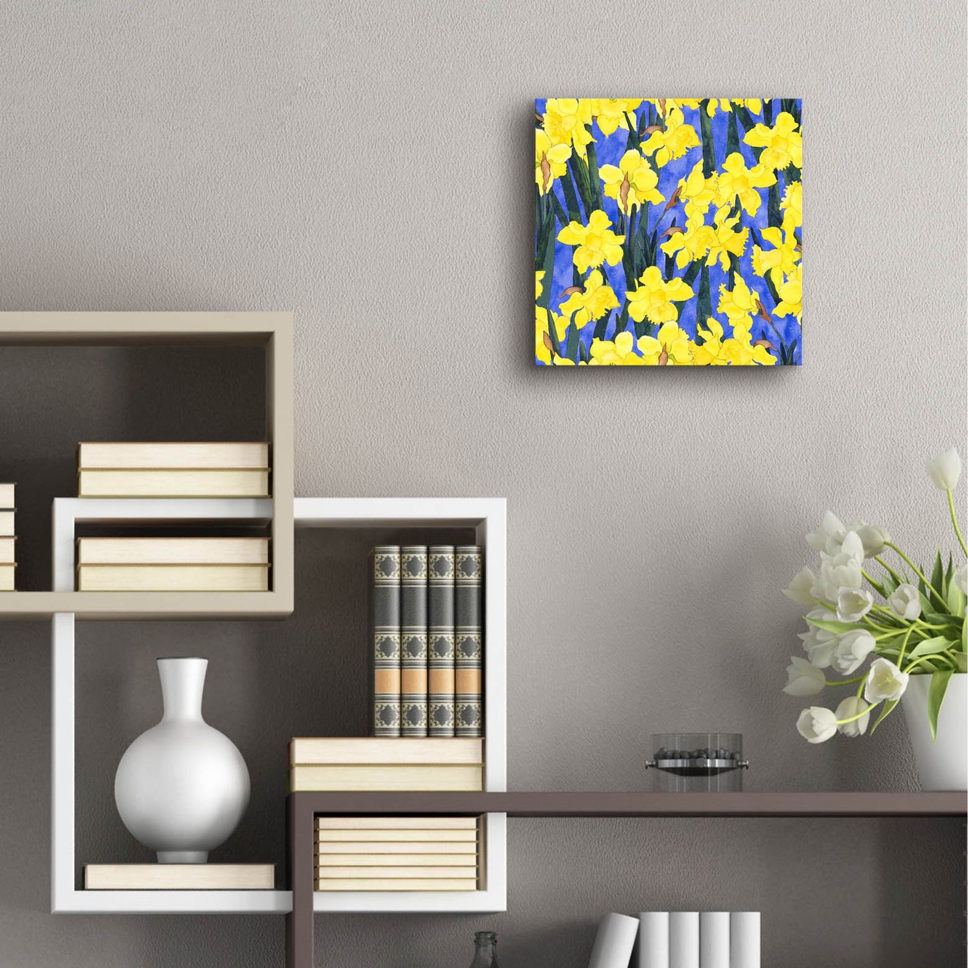 Epic Art 'Fertile Rising Pattern - Daffodils' by Carissa Luminess, Acrylic Glass Wall Art,12x12