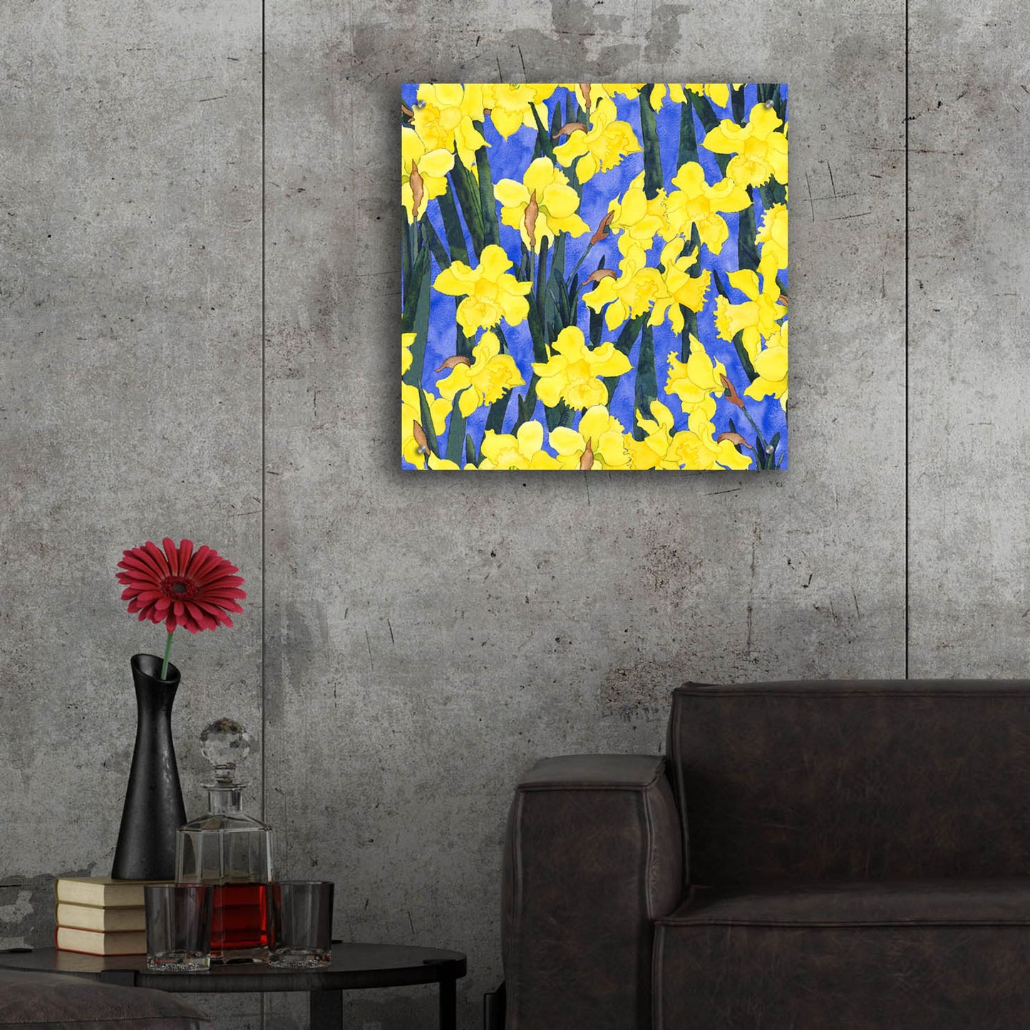 Epic Art 'Fertile Rising Pattern - Daffodils' by Carissa Luminess, Acrylic Glass Wall Art,24x24