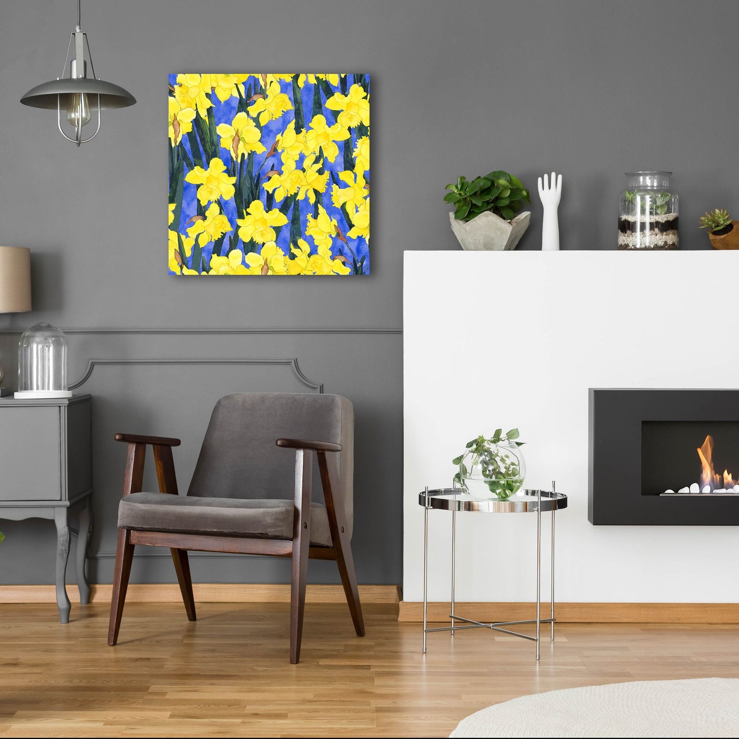 Epic Art 'Fertile Rising Pattern - Daffodils' by Carissa Luminess, Acrylic Glass Wall Art,24x24