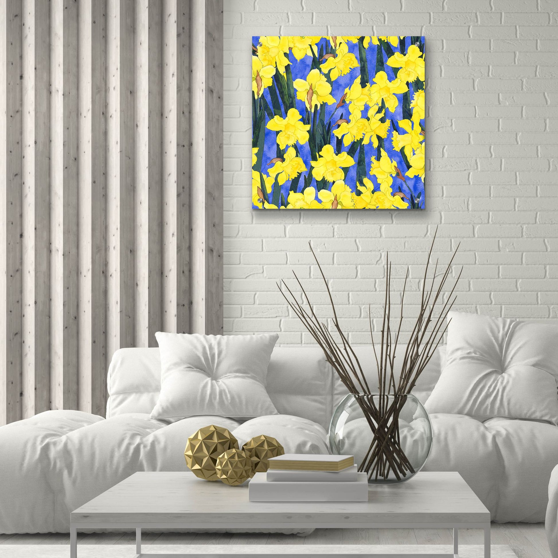 Epic Art 'Fertile Rising Pattern - Daffodils' by Carissa Luminess, Acrylic Glass Wall Art,24x24