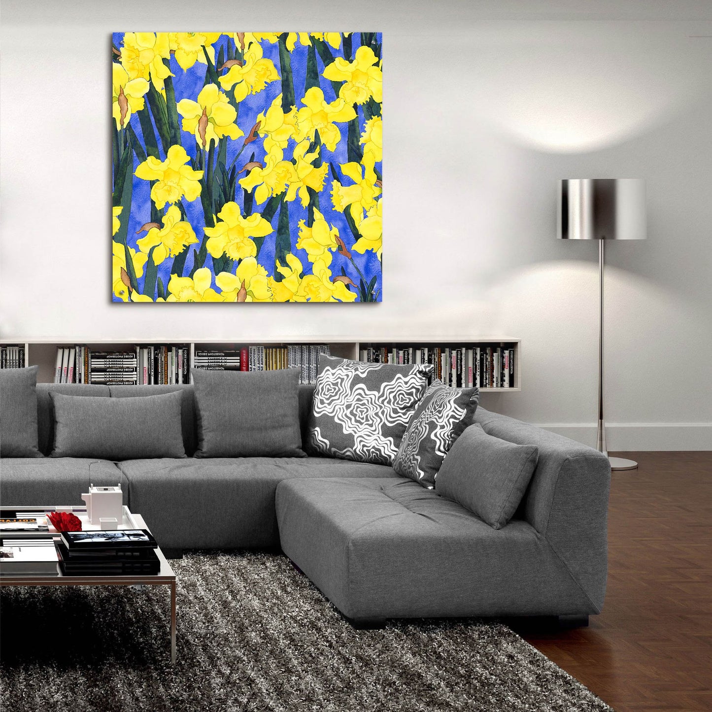 Epic Art 'Fertile Rising Pattern - Daffodils' by Carissa Luminess, Acrylic Glass Wall Art,36x36