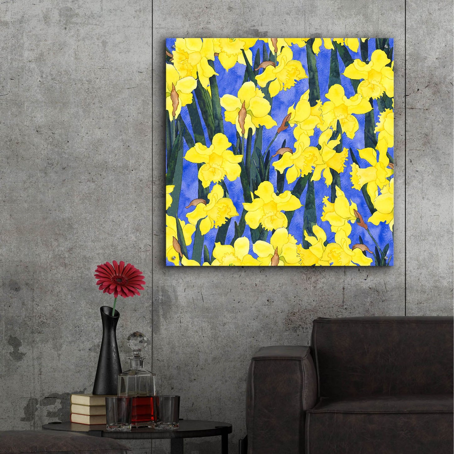 Epic Art 'Fertile Rising Pattern - Daffodils' by Carissa Luminess, Acrylic Glass Wall Art,36x36