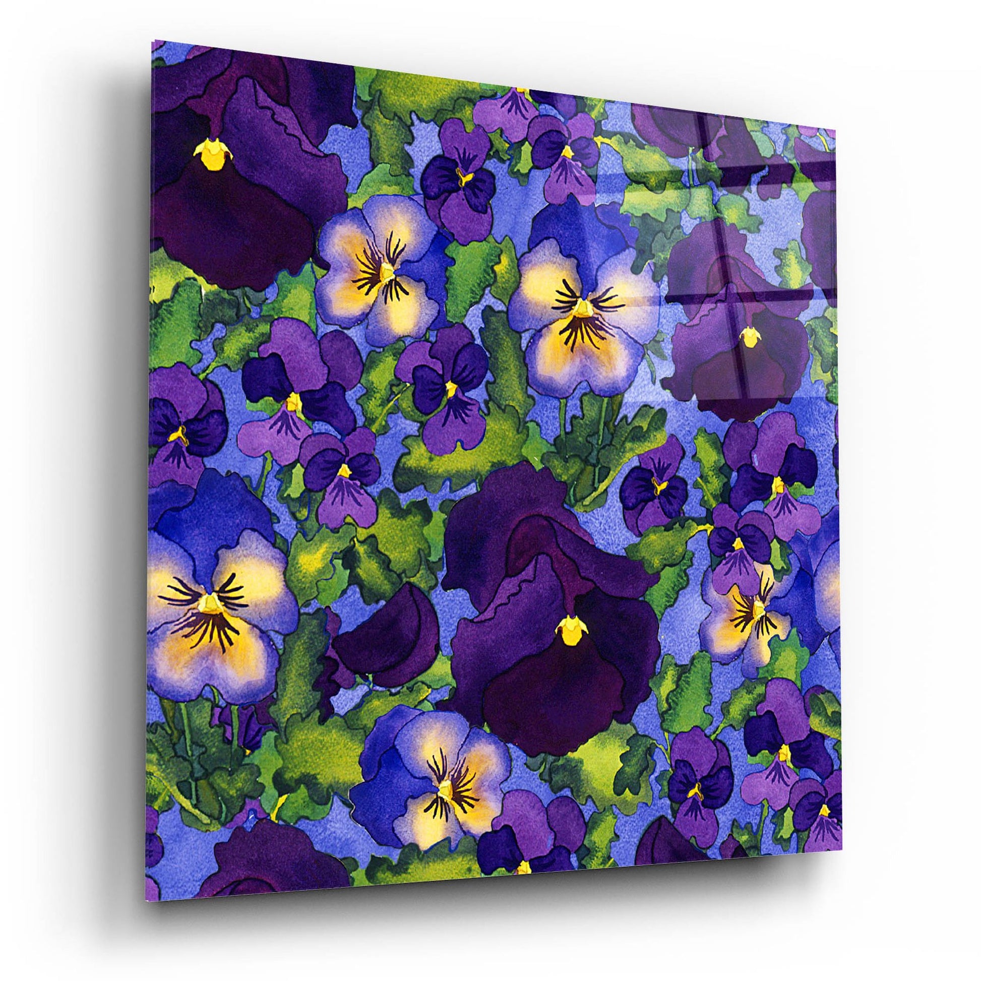 Epic Art 'Fertile Rising Pattern - Pansies' by Carissa Luminess, Acrylic Glass Wall Art,12x12