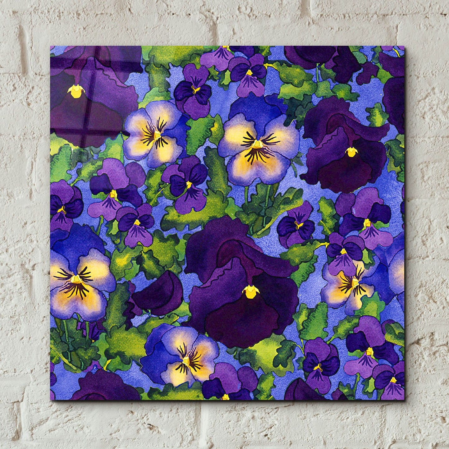 Epic Art 'Fertile Rising Pattern - Pansies' by Carissa Luminess, Acrylic Glass Wall Art,12x12