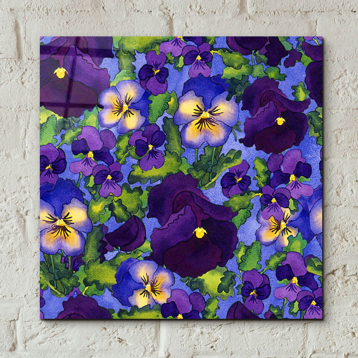 Fertile Rising Pattern - Pansies by Carissa Luminess - 12x12 acrylic wall art in a room