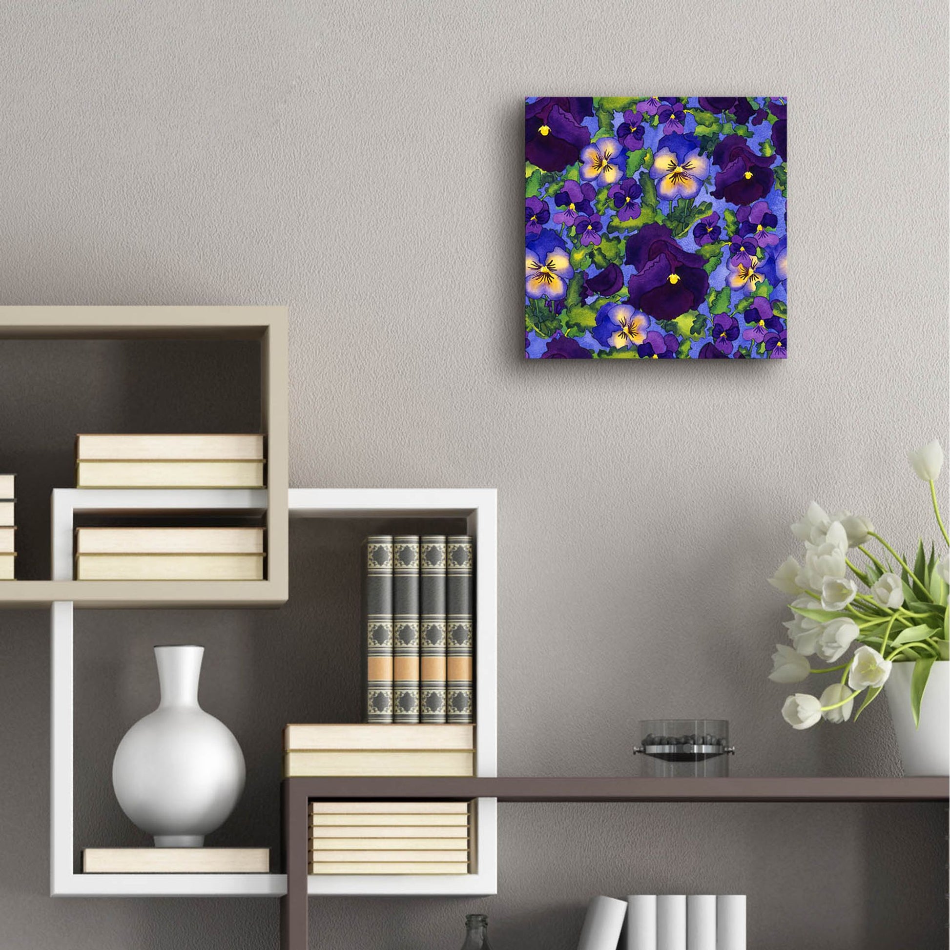 Epic Art 'Fertile Rising Pattern - Pansies' by Carissa Luminess, Acrylic Glass Wall Art,12x12