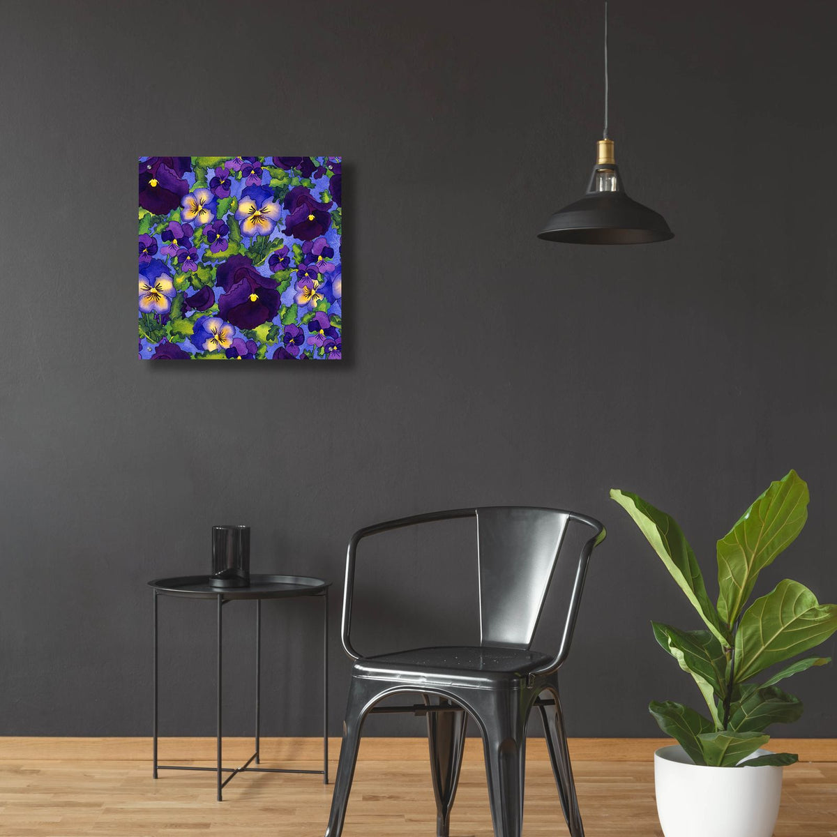 Fertile Rising Pattern - Pansies by Carissa Luminess - 24x24 acrylic wall art in a room