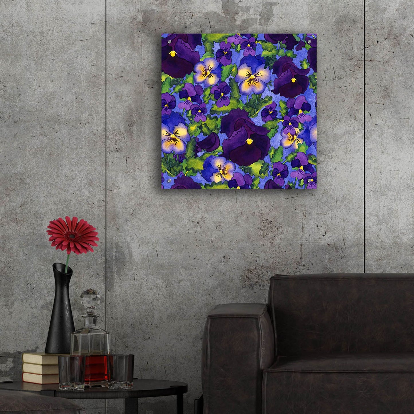 Epic Art 'Fertile Rising Pattern - Pansies' by Carissa Luminess, Acrylic Glass Wall Art,24x24