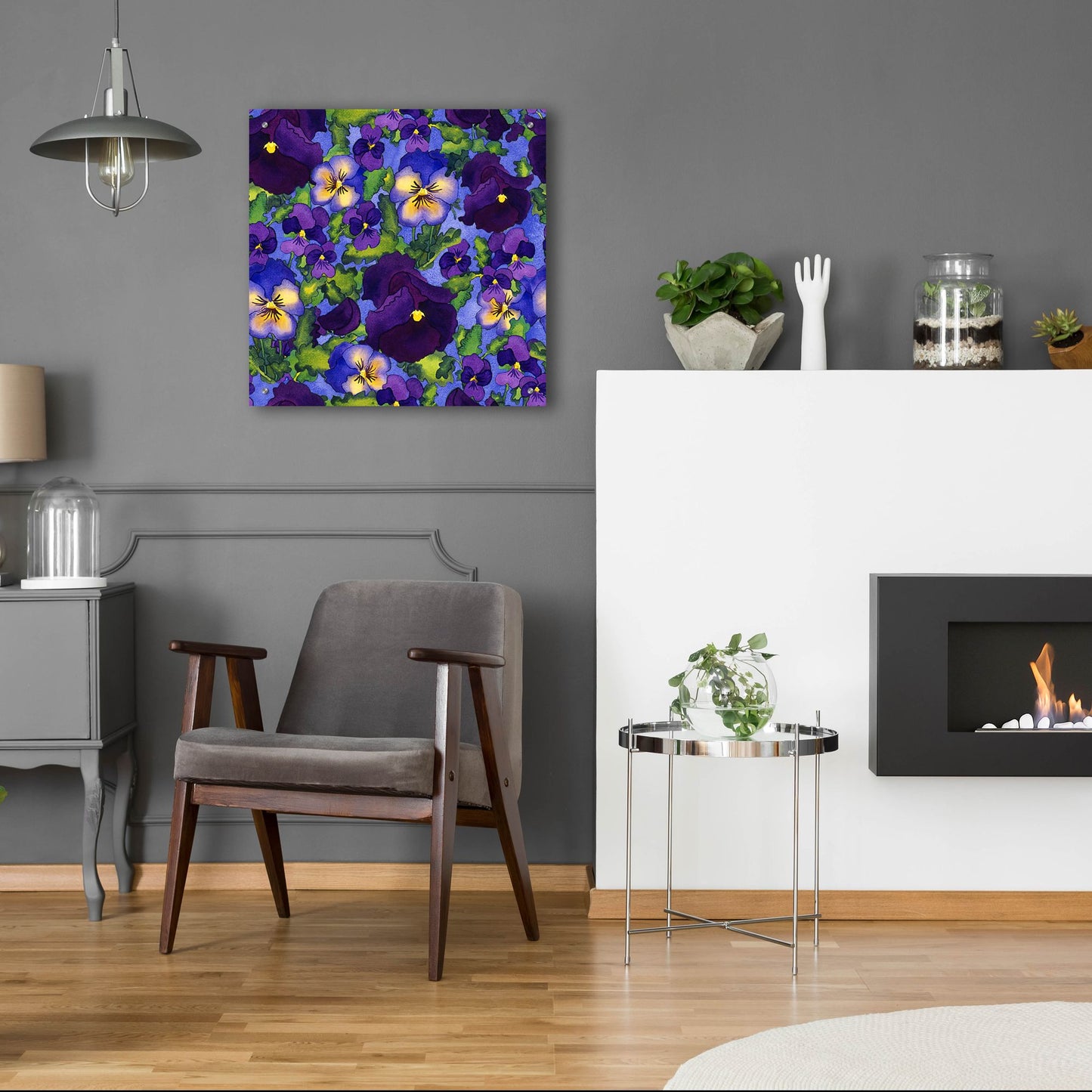 Epic Art 'Fertile Rising Pattern - Pansies' by Carissa Luminess, Acrylic Glass Wall Art,24x24