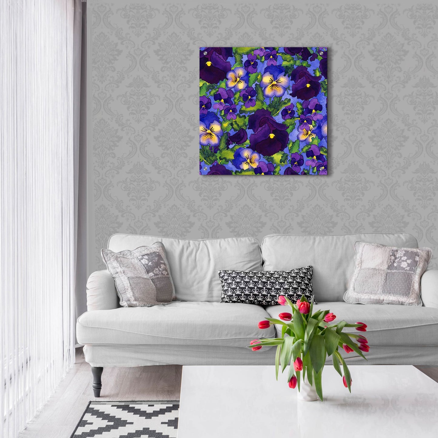 Epic Art 'Fertile Rising Pattern - Pansies' by Carissa Luminess, Acrylic Glass Wall Art,24x24