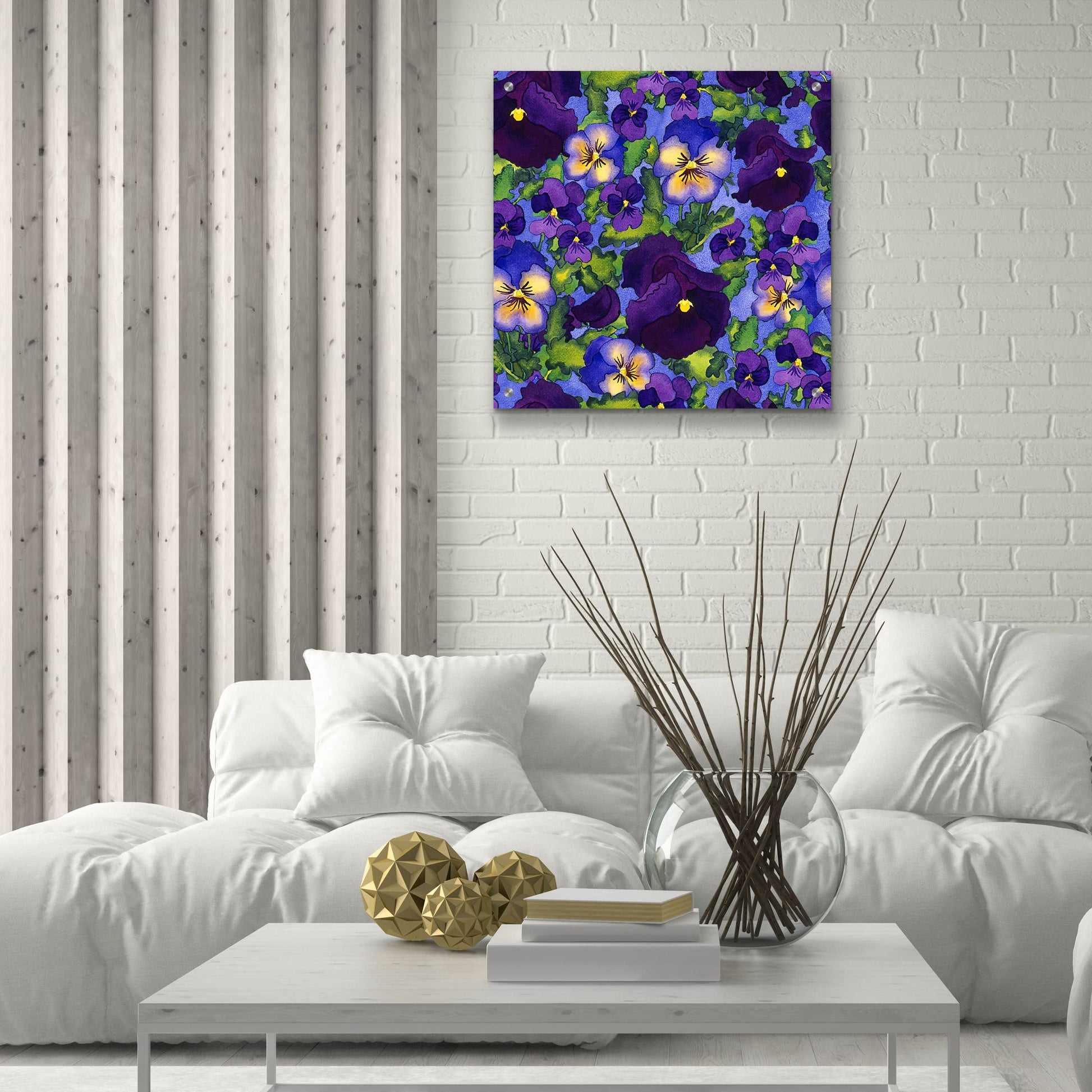 Epic Art 'Fertile Rising Pattern - Pansies' by Carissa Luminess, Acrylic Glass Wall Art,24x24