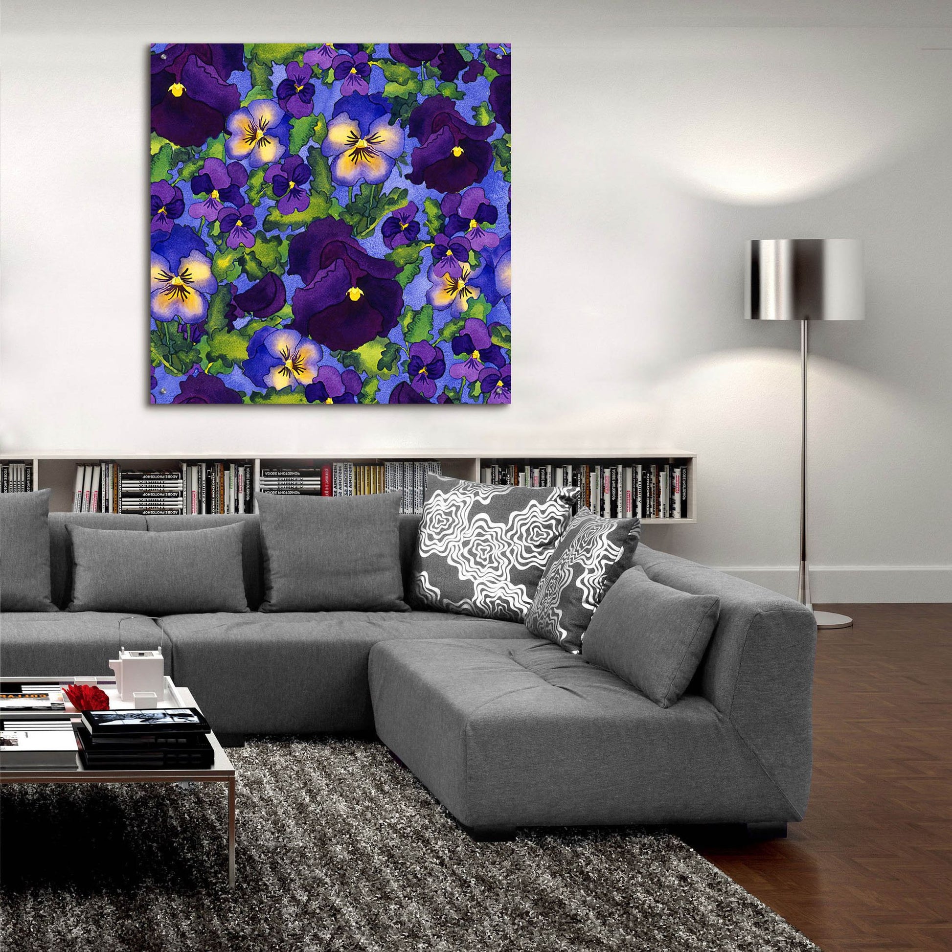 Epic Art 'Fertile Rising Pattern - Pansies' by Carissa Luminess, Acrylic Glass Wall Art,36x36