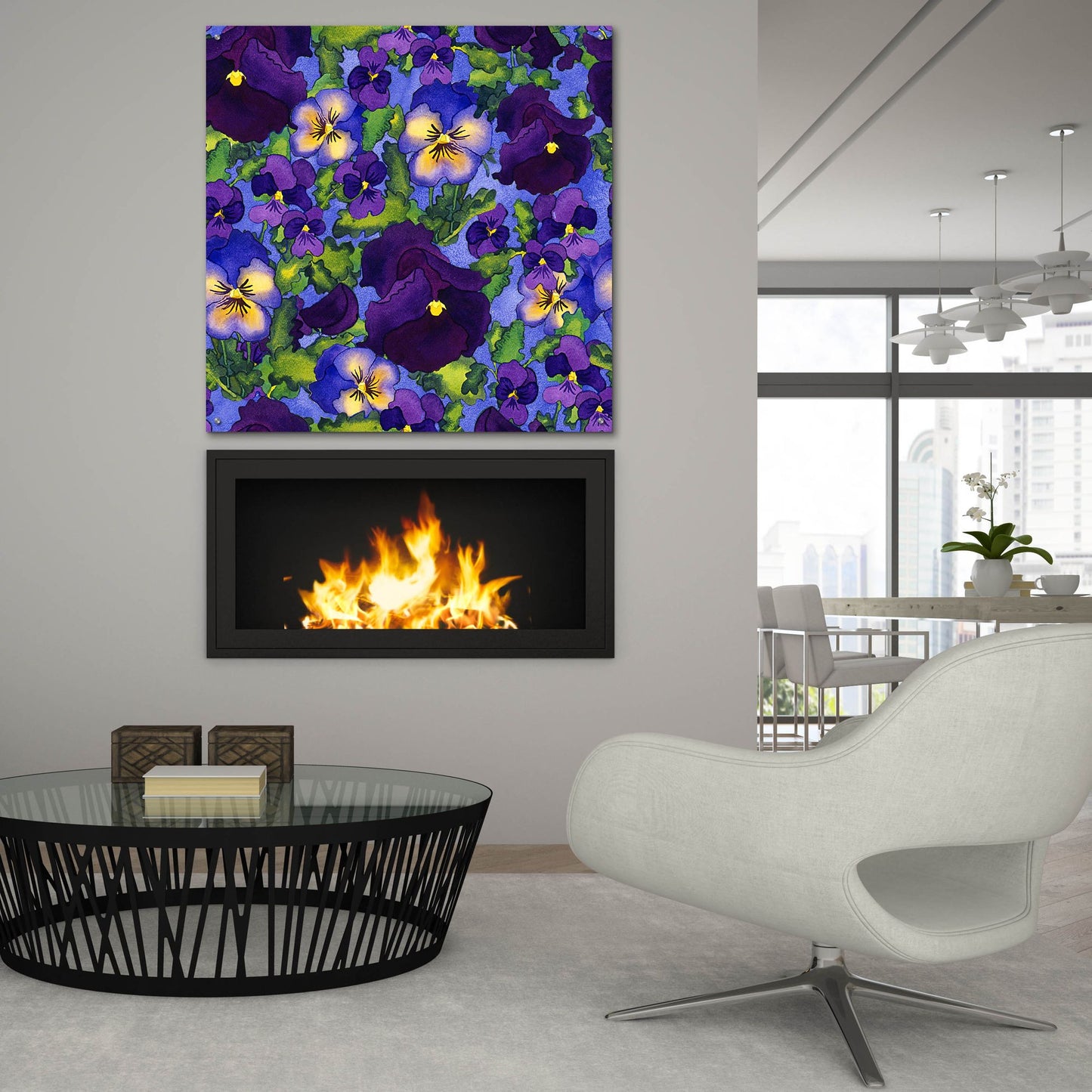 Epic Art 'Fertile Rising Pattern - Pansies' by Carissa Luminess, Acrylic Glass Wall Art,36x36