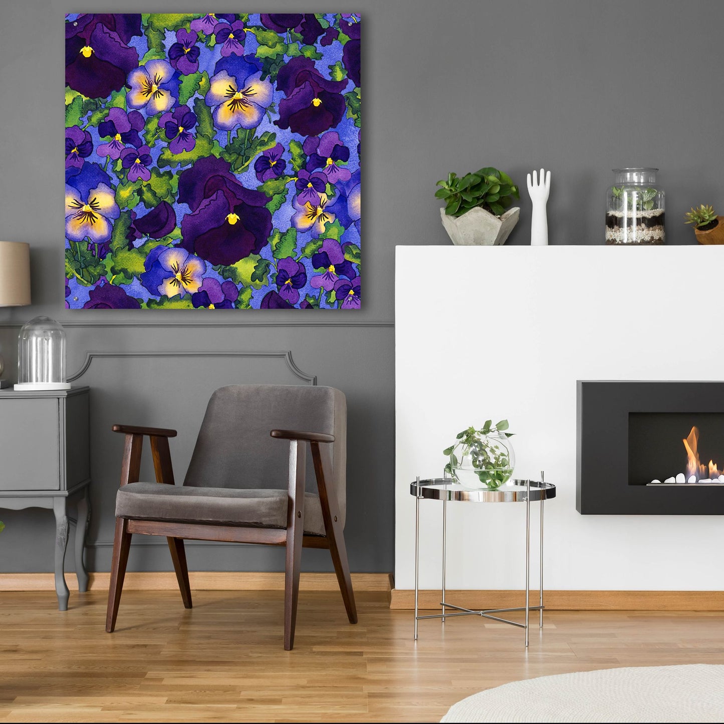 Epic Art 'Fertile Rising Pattern - Pansies' by Carissa Luminess, Acrylic Glass Wall Art,36x36