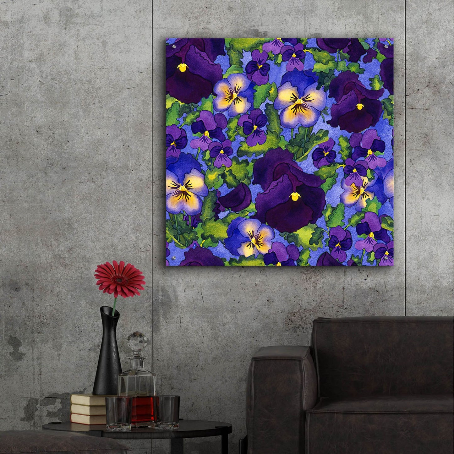 Epic Art 'Fertile Rising Pattern - Pansies' by Carissa Luminess, Acrylic Glass Wall Art,36x36