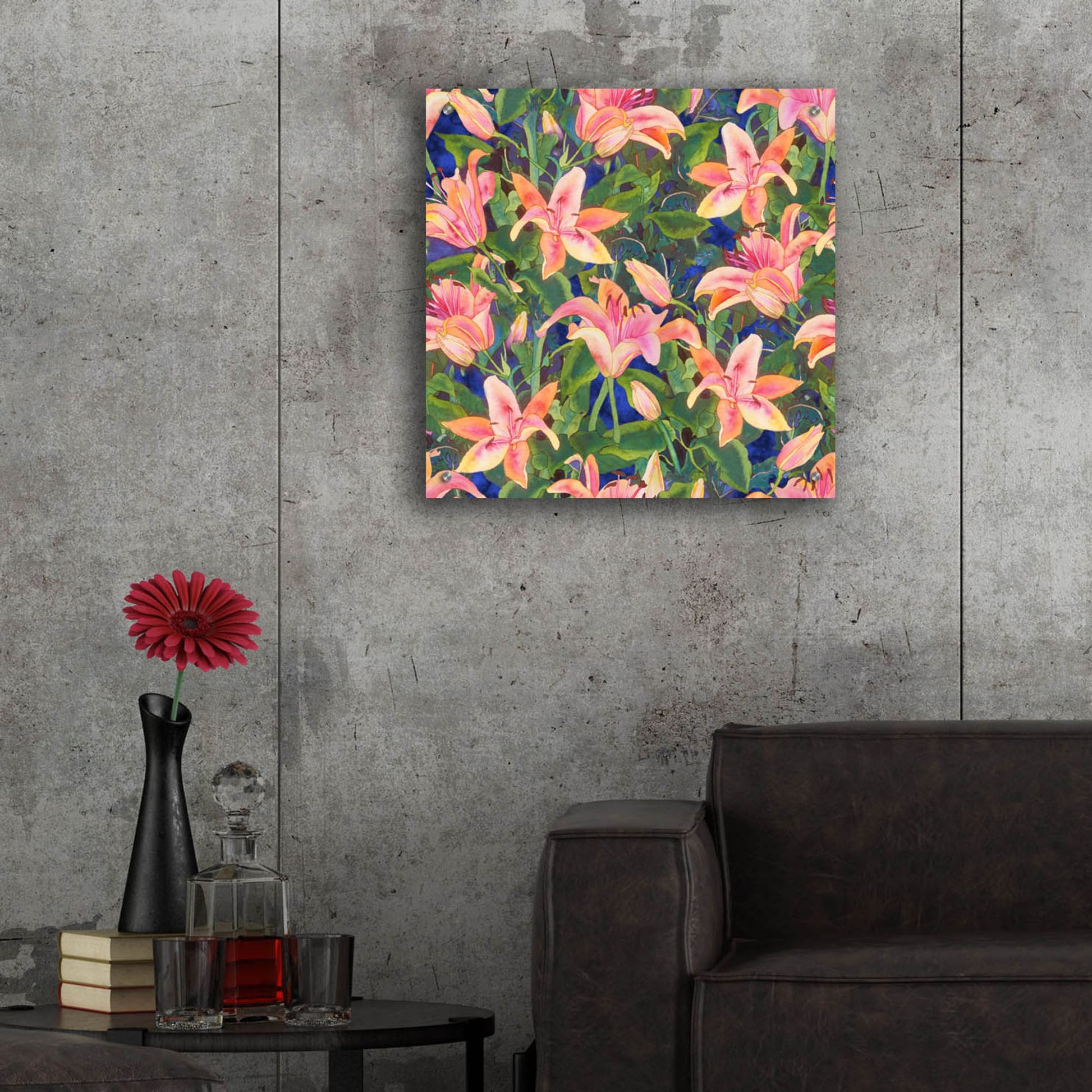 Epic Art 'Dance of Love- lily repeat' by Carissa Luminess, Acrylic Glass Wall Art,24x24