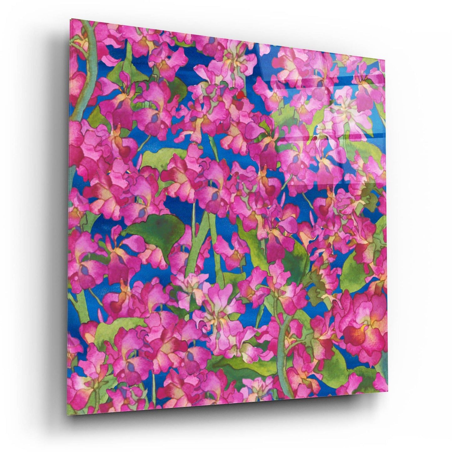 Epic Art 'Dance Of Love- Pink Flowers Repeat' by Carissa Luminess, Acrylic Glass Wall Art,12x12