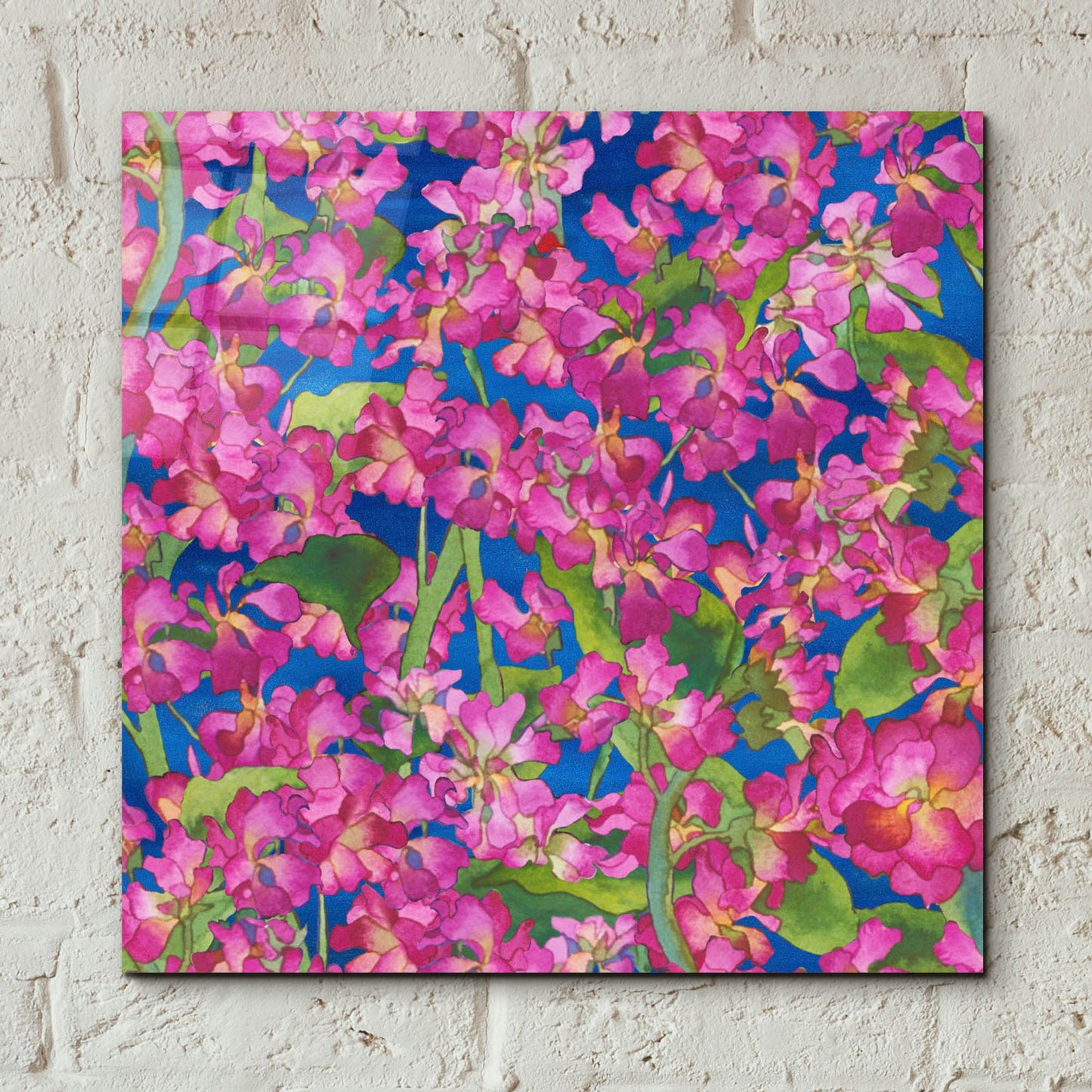 Epic Art 'Dance Of Love- Pink Flowers Repeat' by Carissa Luminess, Acrylic Glass Wall Art,12x12