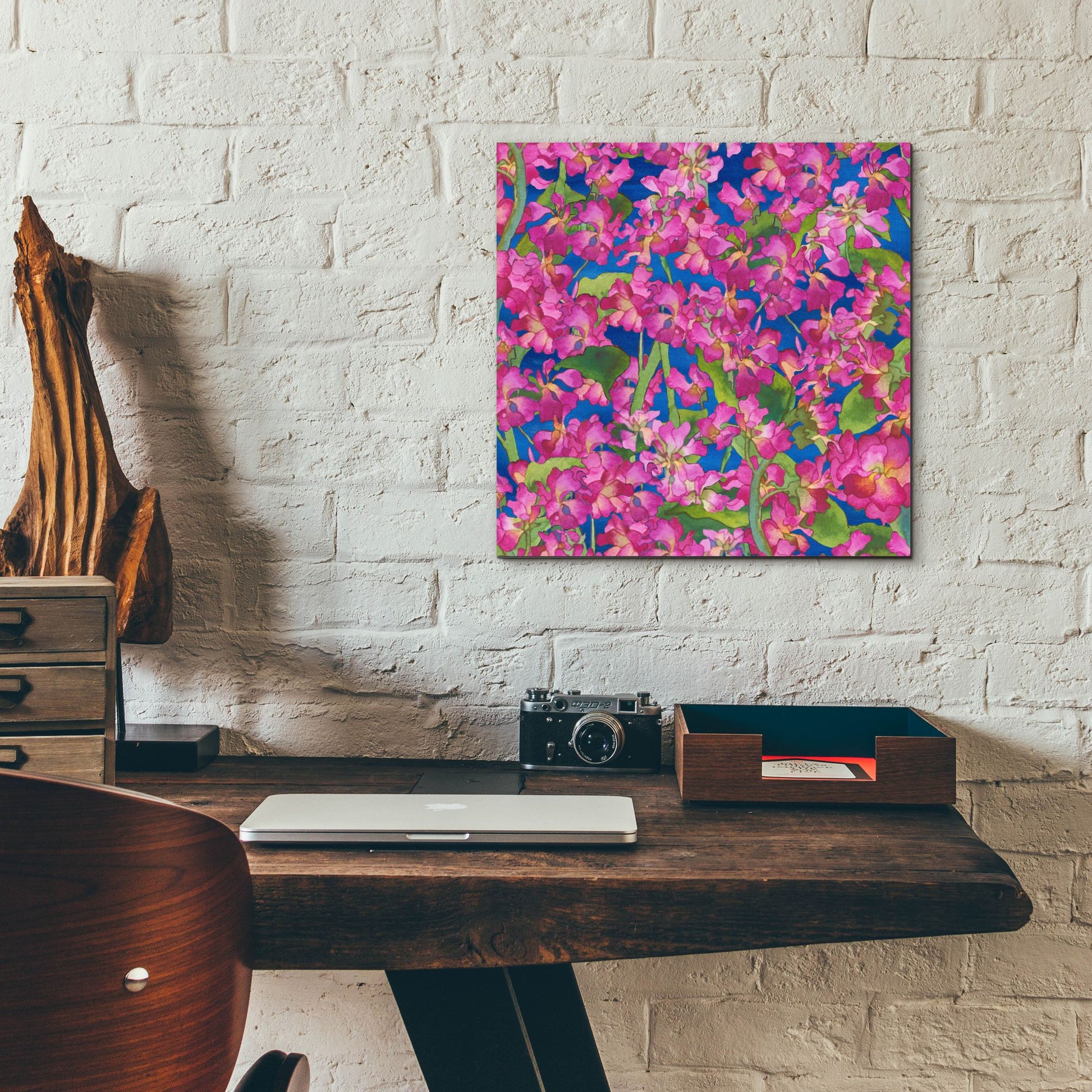 Epic Art 'Dance Of Love- Pink Flowers Repeat' by Carissa Luminess, Acrylic Glass Wall Art,12x12