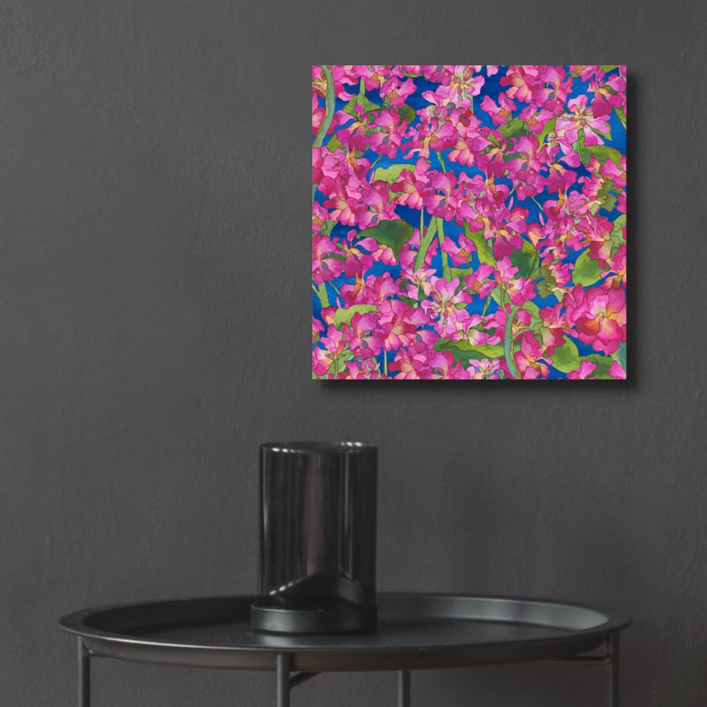 Epic Art 'Dance Of Love- Pink Flowers Repeat' by Carissa Luminess, Acrylic Glass Wall Art,12x12