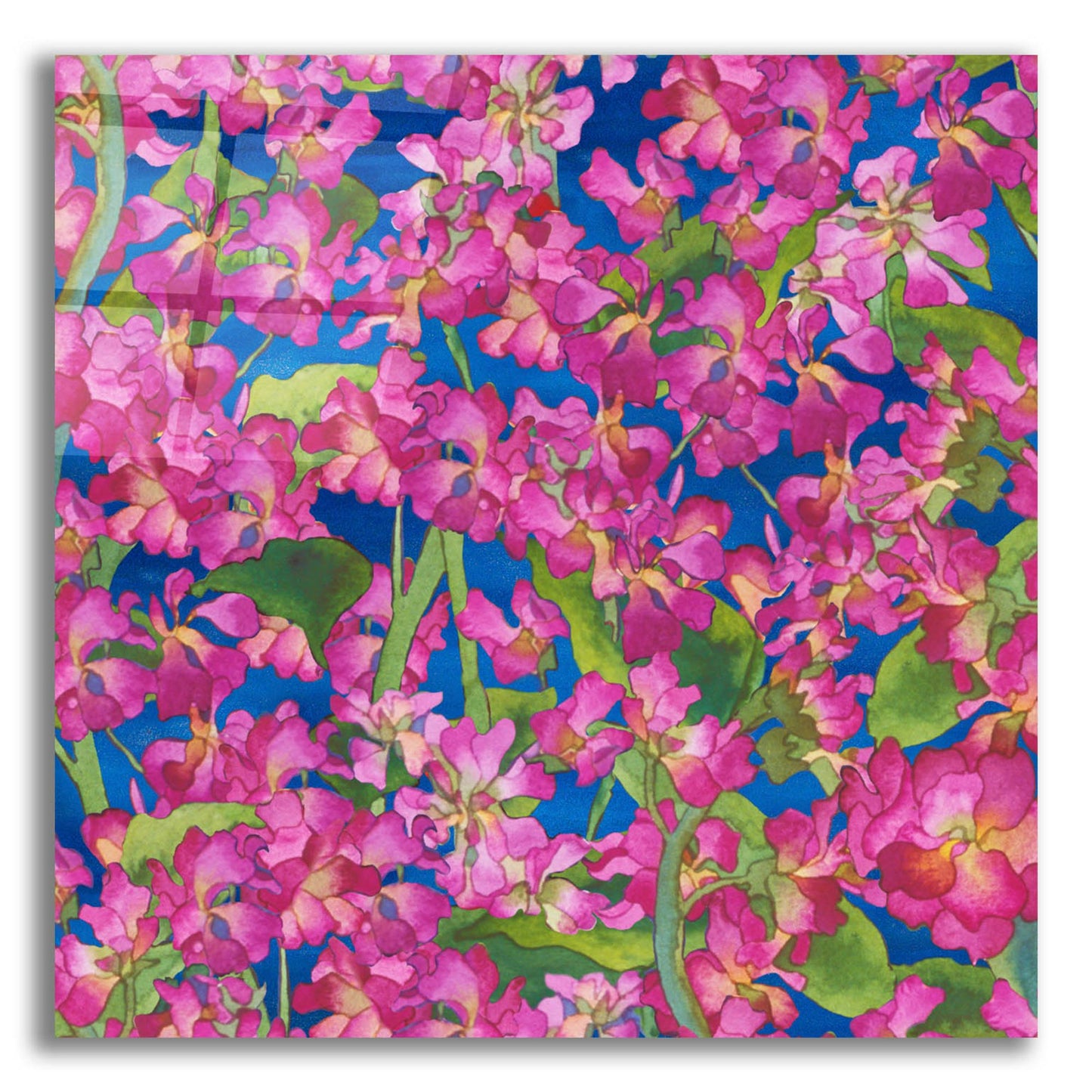 Epic Art 'Dance Of Love- Pink Flowers Repeat' by Carissa Luminess, Acrylic Glass Wall Art,12x12