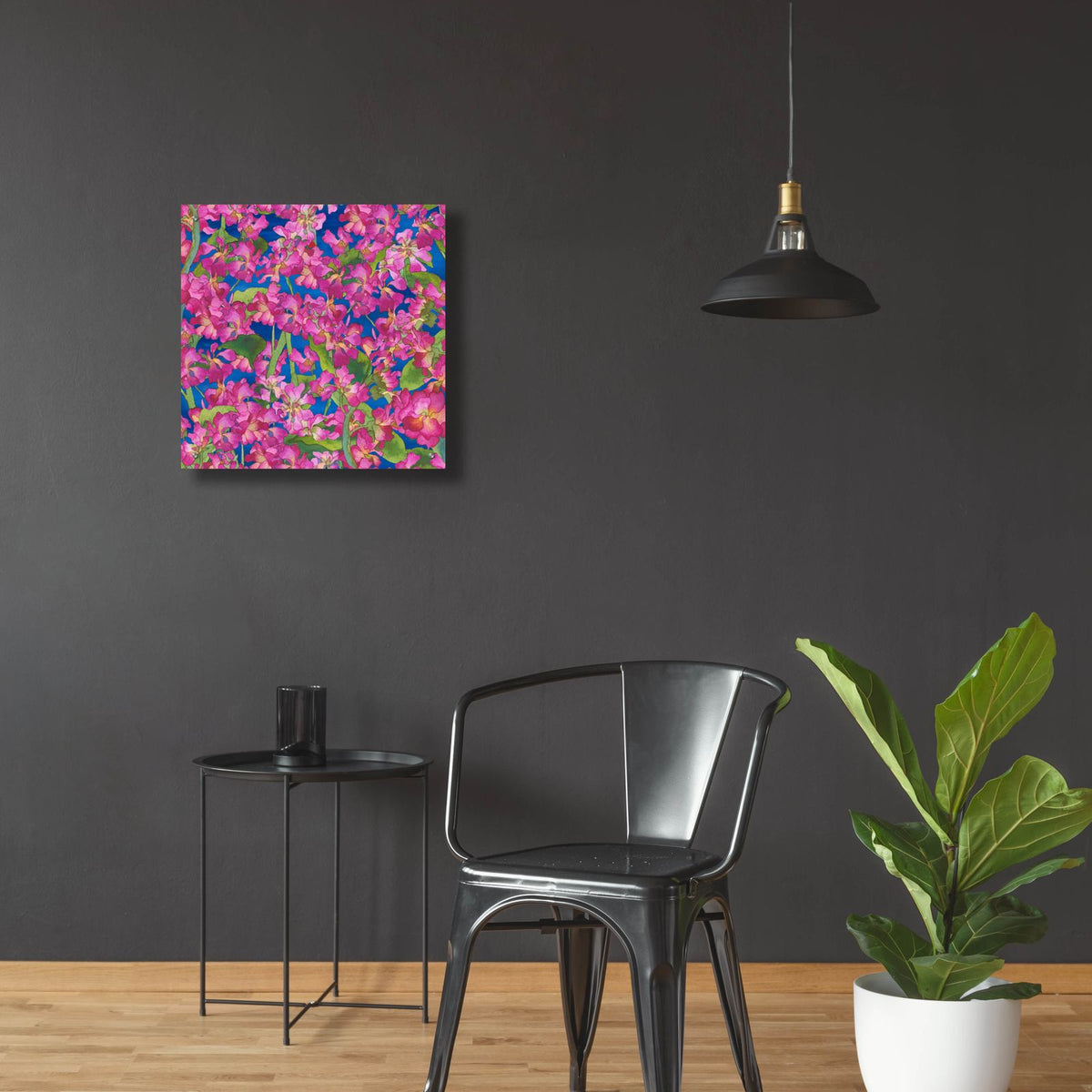 Dance Of Love- Pink Flowers Repeat by Carissa Luminess - 24x24 acrylic wall art in a room