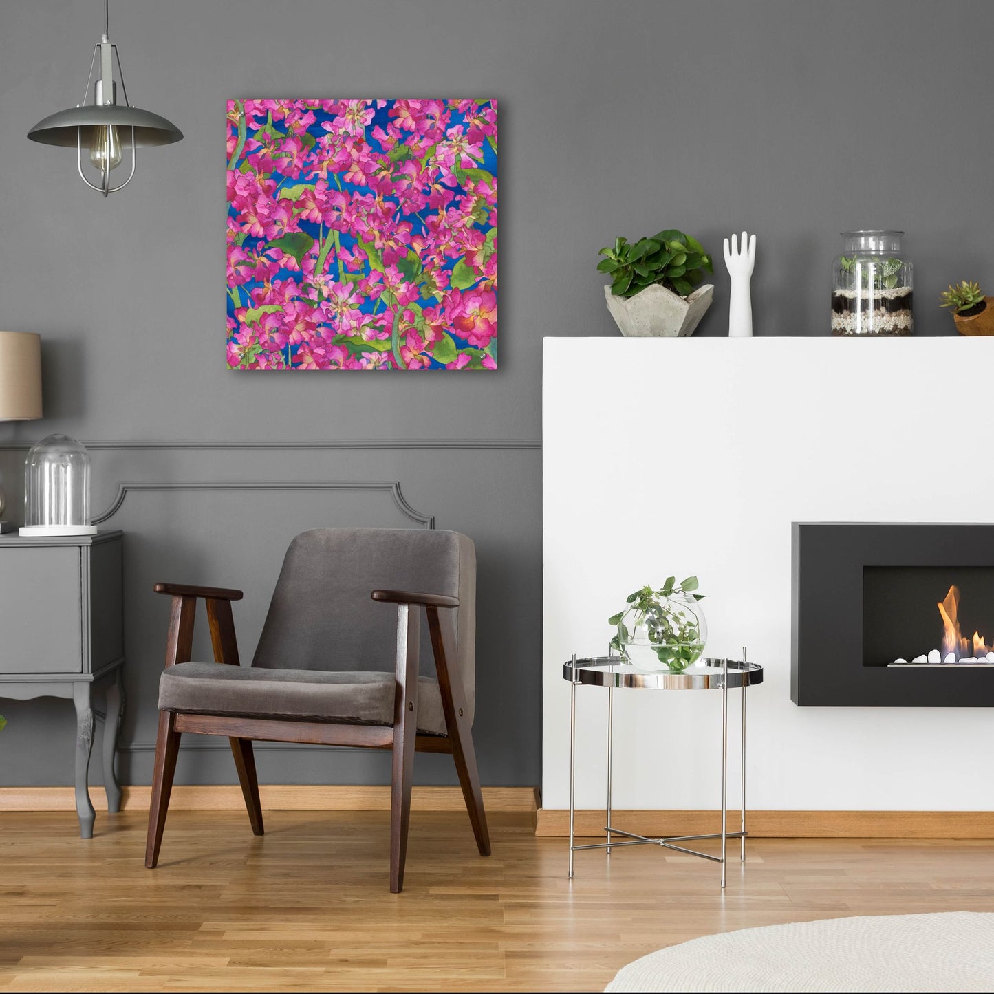 Epic Art 'Dance Of Love- Pink Flowers Repeat' by Carissa Luminess, Acrylic Glass Wall Art,24x24