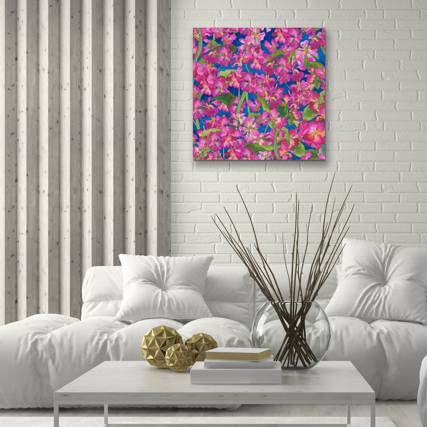 Epic Art 'Dance Of Love- Pink Flowers Repeat' by Carissa Luminess, Acrylic Glass Wall Art,24x24