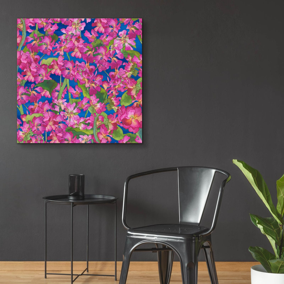 Dance Of Love- Pink Flowers Repeat by Carissa Luminess - 36x36 acrylic wall art in a room