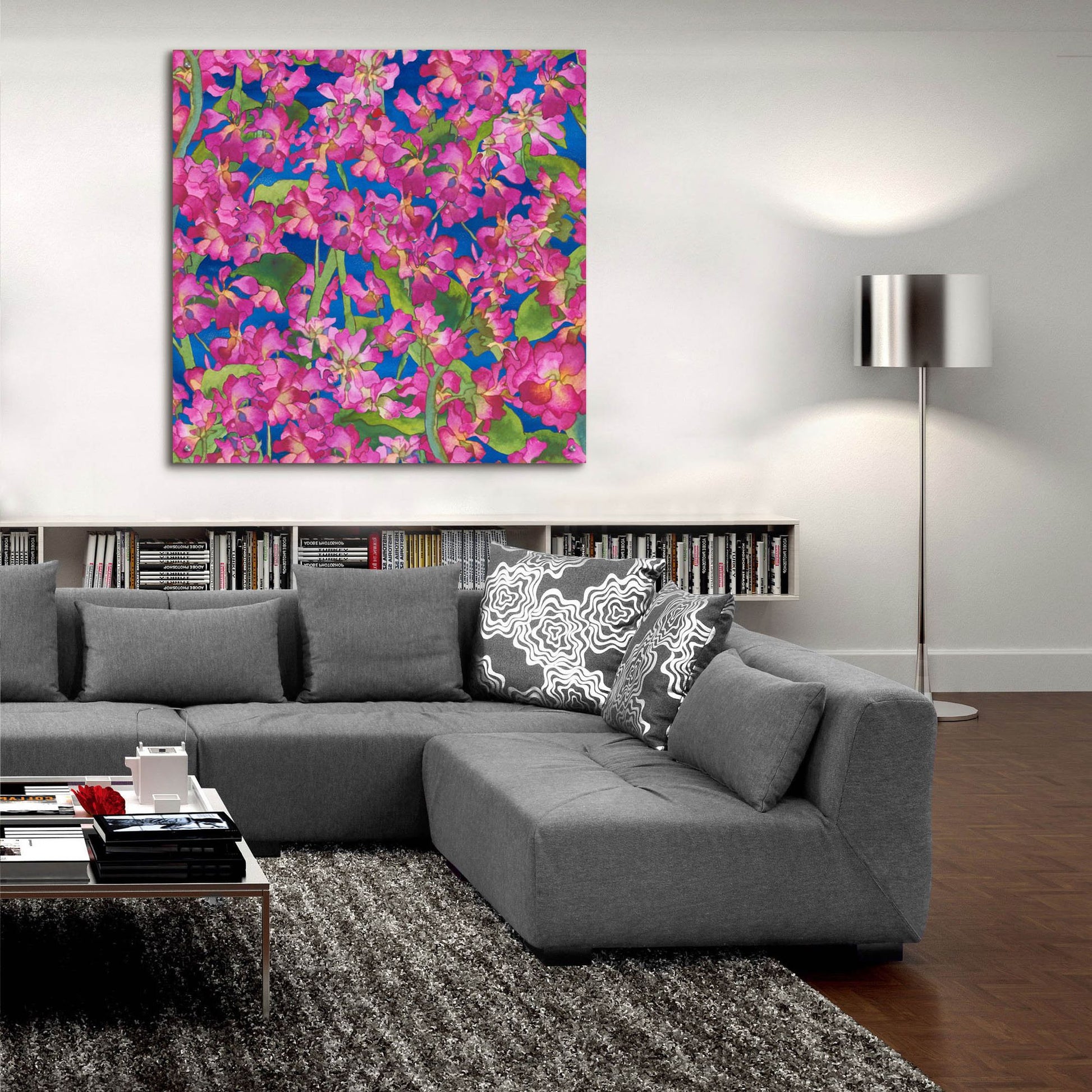 Epic Art 'Dance Of Love- Pink Flowers Repeat' by Carissa Luminess, Acrylic Glass Wall Art,36x36