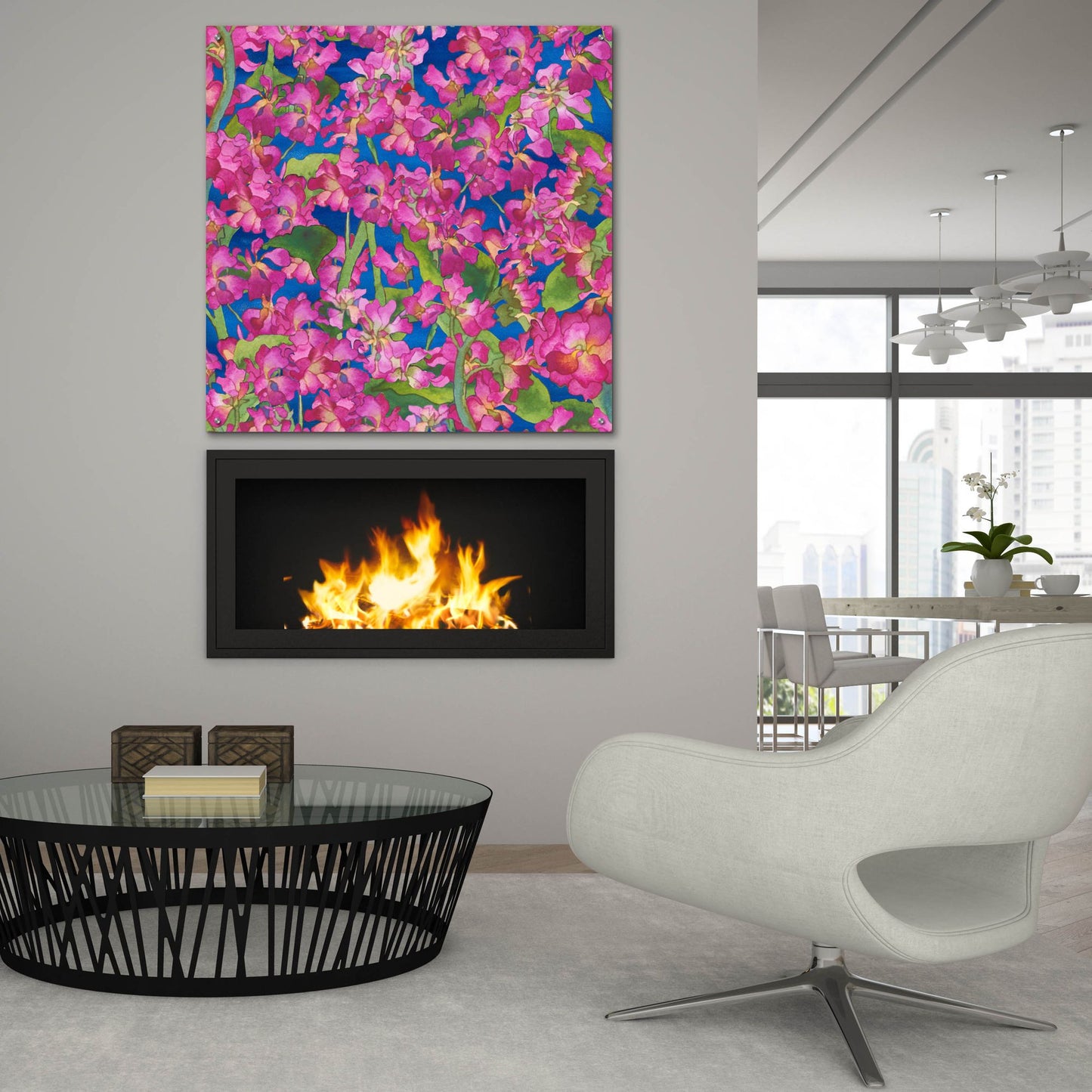 Epic Art 'Dance Of Love- Pink Flowers Repeat' by Carissa Luminess, Acrylic Glass Wall Art,36x36