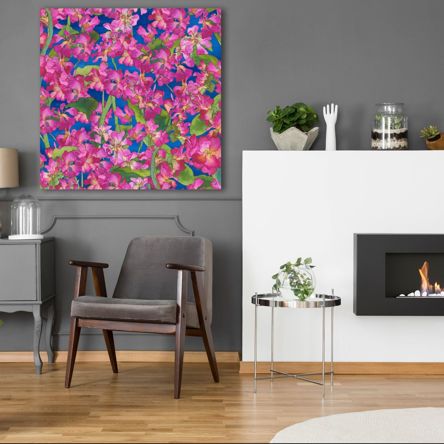 Epic Art 'Dance Of Love- Pink Flowers Repeat' by Carissa Luminess, Acrylic Glass Wall Art,36x36