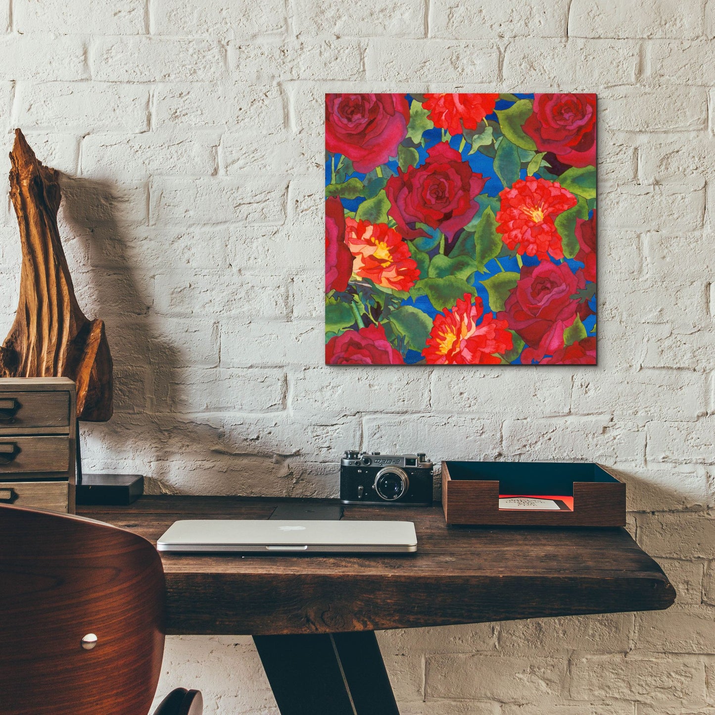 Epic Art 'Dance Of Love- Roses & Zinnias' by Carissa Luminess, Acrylic Glass Wall Art,12x12