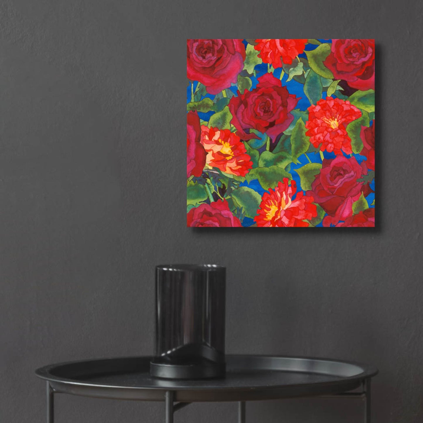 Epic Art 'Dance Of Love- Roses & Zinnias' by Carissa Luminess, Acrylic Glass Wall Art,12x12