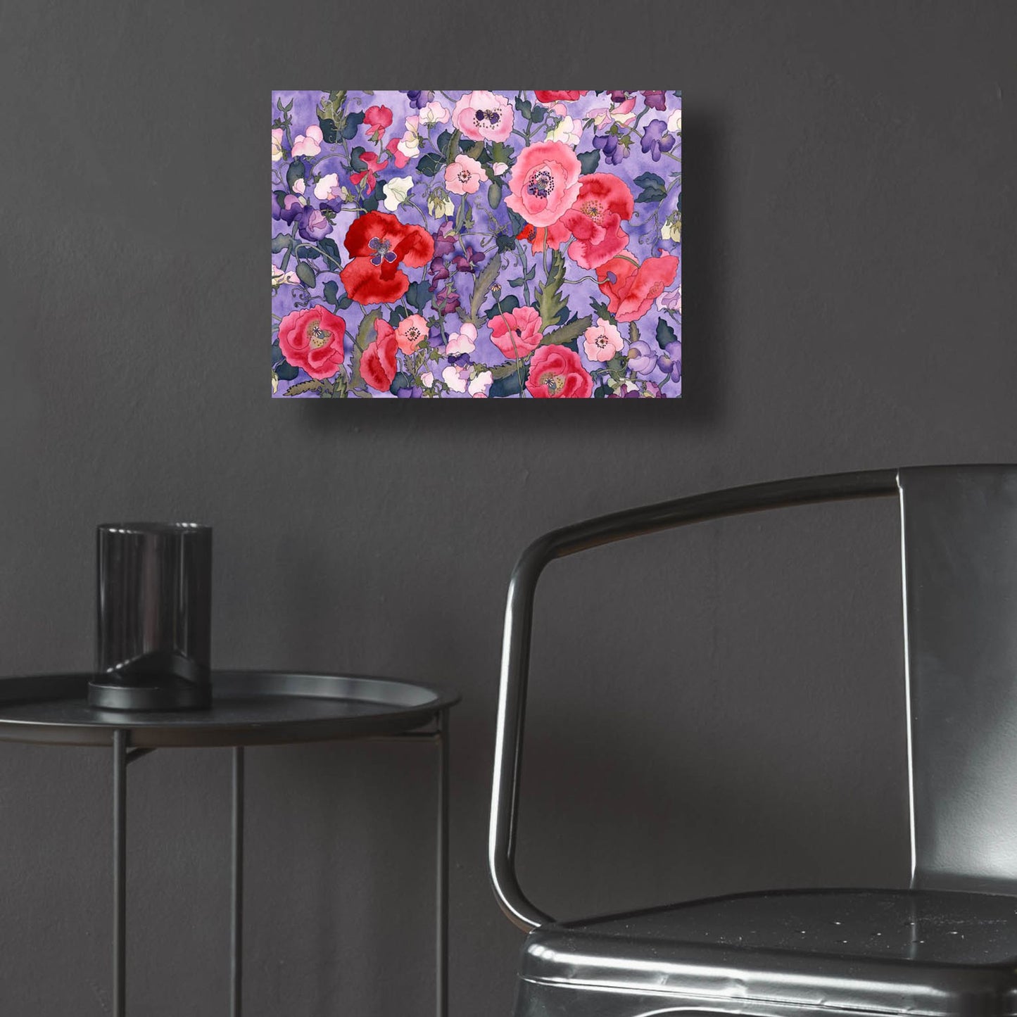 Epic Art 'Poppies & Sweet Peas Pattern-Light' by Carissa Luminess, Acrylic Glass Wall Art,16x12