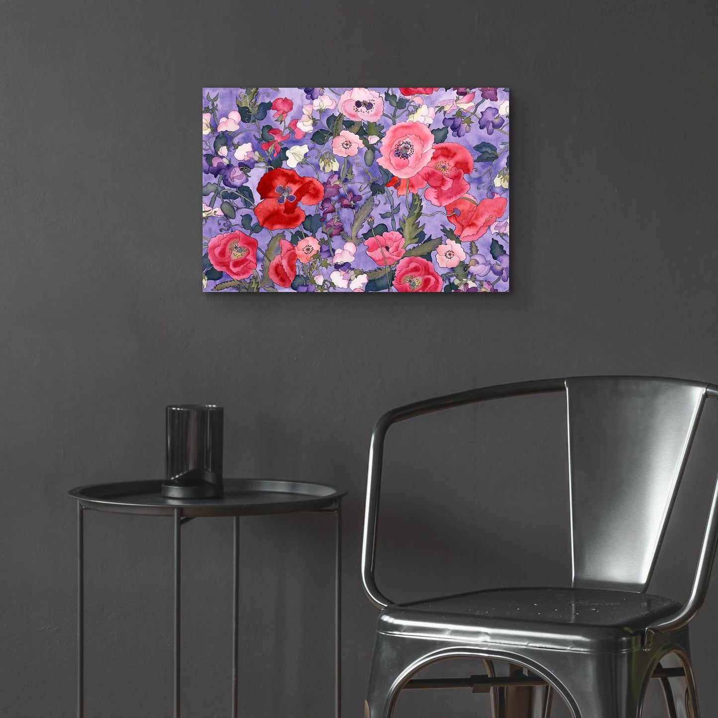 Epic Art 'Poppies & Sweet Peas Pattern-Light' by Carissa Luminess, Acrylic Glass Wall Art,24x16