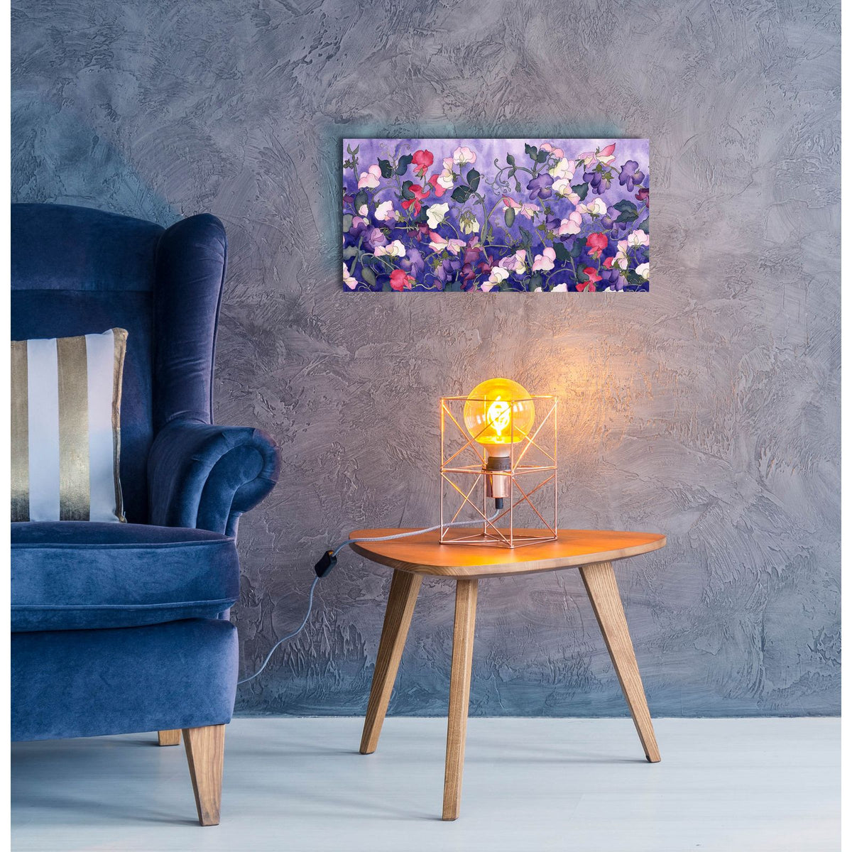 Poppies & Sweet Peas- Run On Pattern by Carissa Luminess - 24x12 acrylic wall art in a room