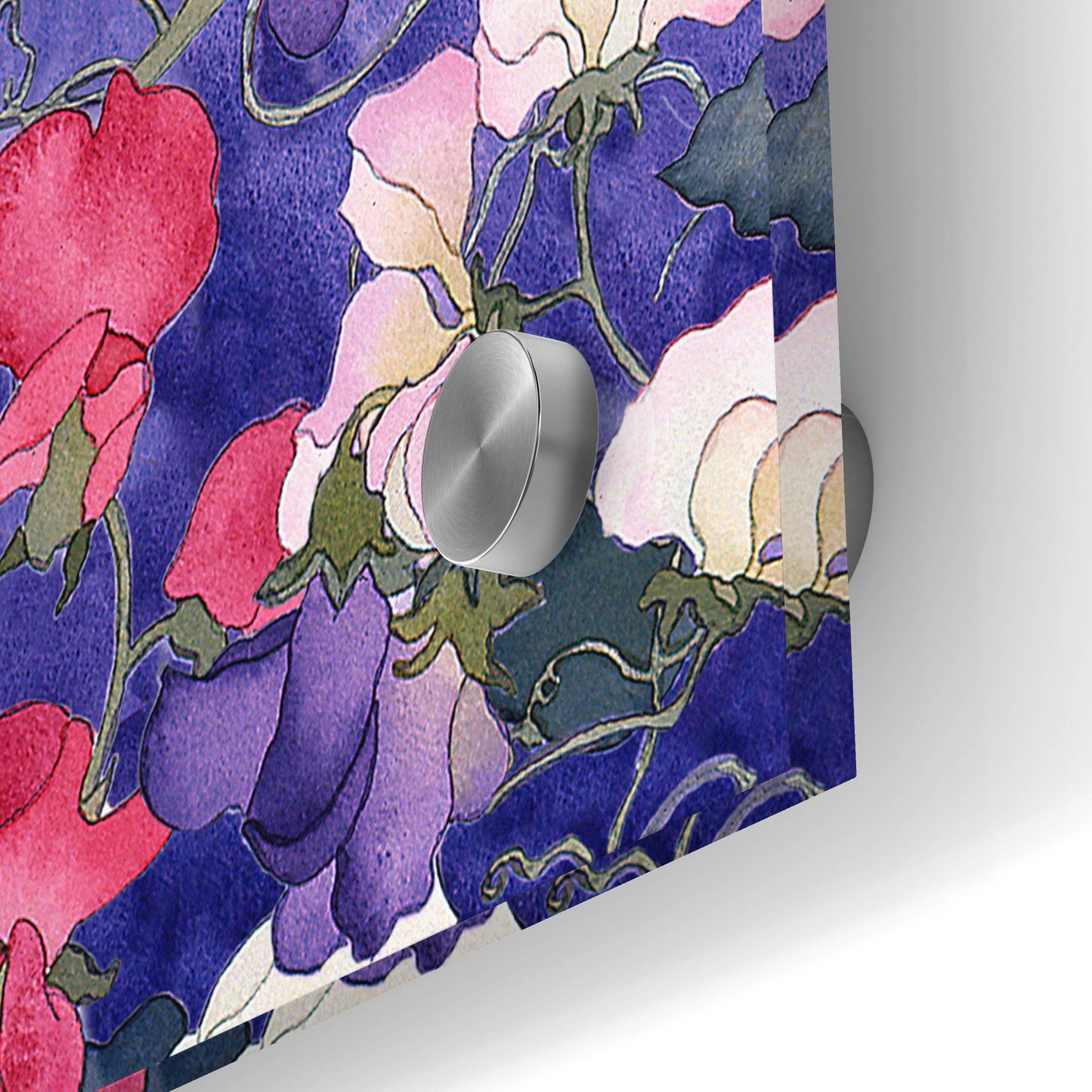 Epic Art 'Poppies & Sweet Peas- Run On Pattern' by Carissa Luminess, Acrylic Glass Wall Art,48x24