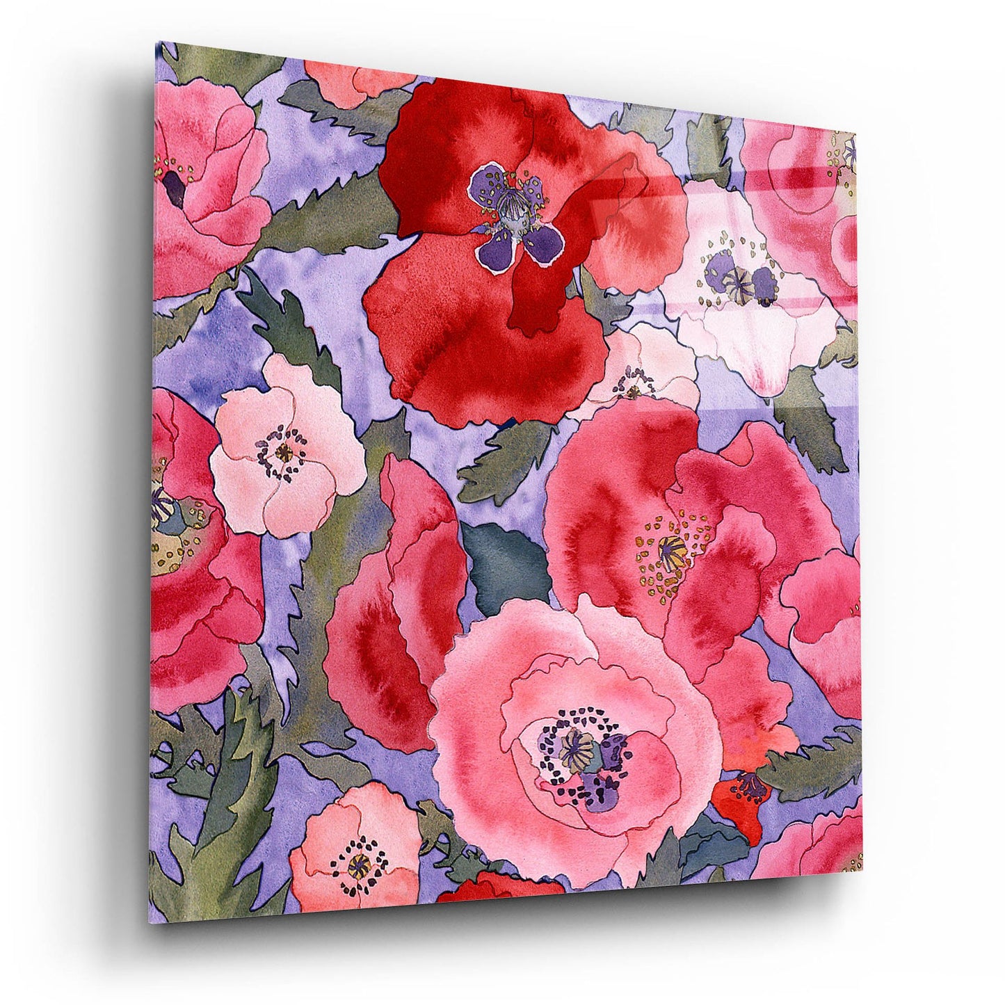 Epic Art 'Poppies pattern- light' by Carissa Luminess, Acrylic Glass Wall Art,12x12