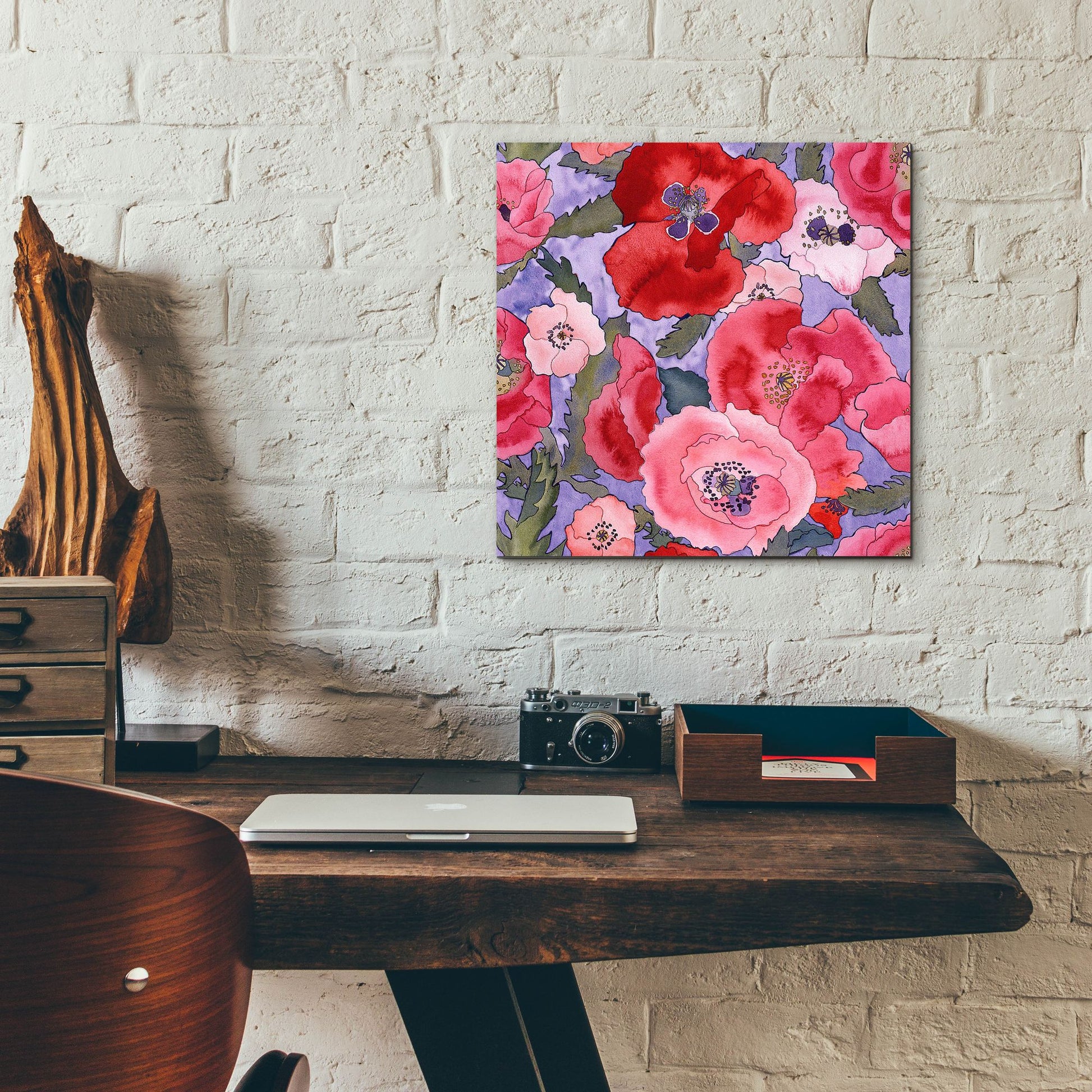 Epic Art 'Poppies pattern- light' by Carissa Luminess, Acrylic Glass Wall Art,12x12