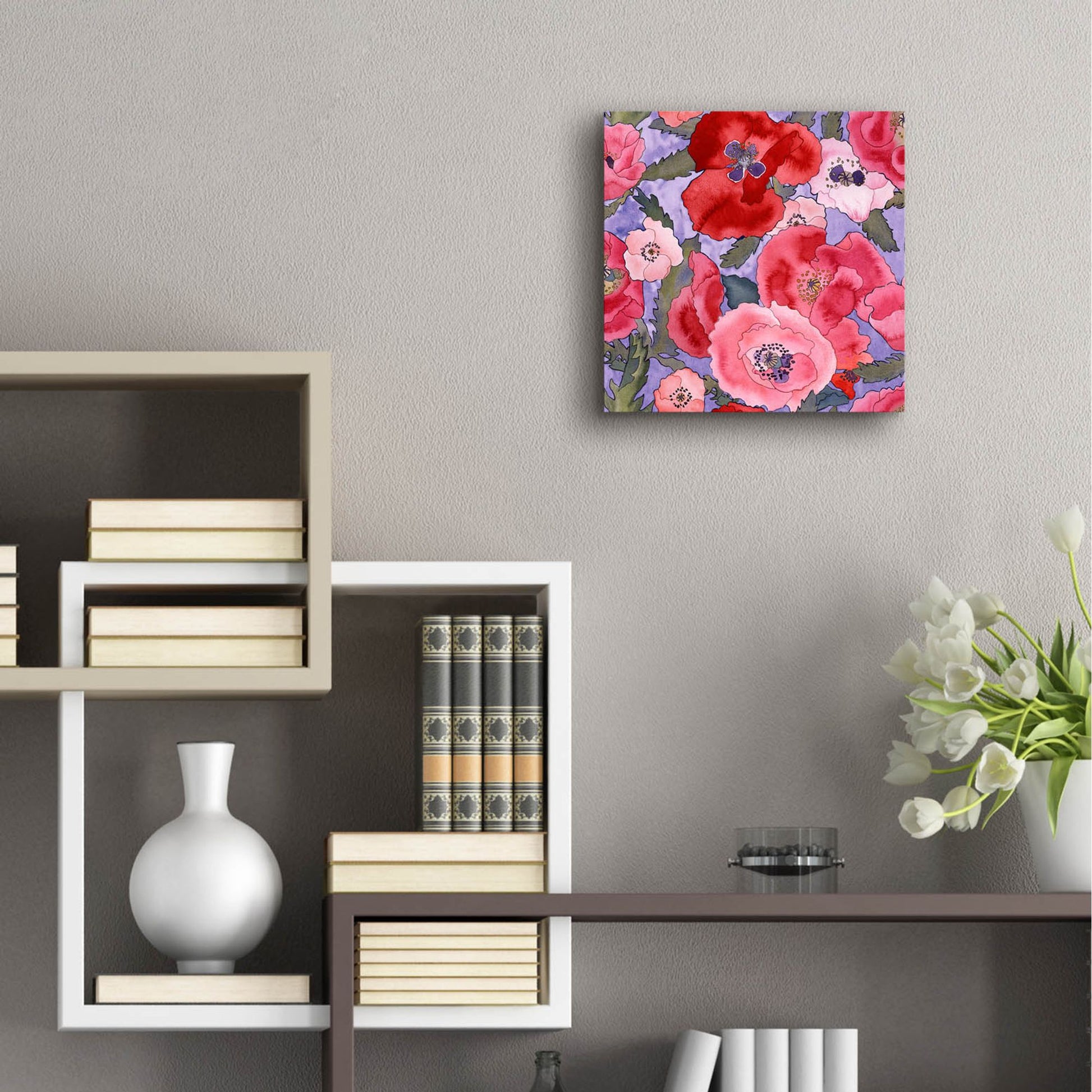 Epic Art 'Poppies pattern- light' by Carissa Luminess, Acrylic Glass Wall Art,12x12