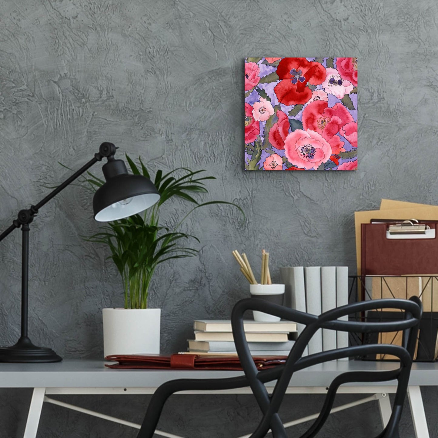 Epic Art 'Poppies pattern- light' by Carissa Luminess, Acrylic Glass Wall Art,12x12