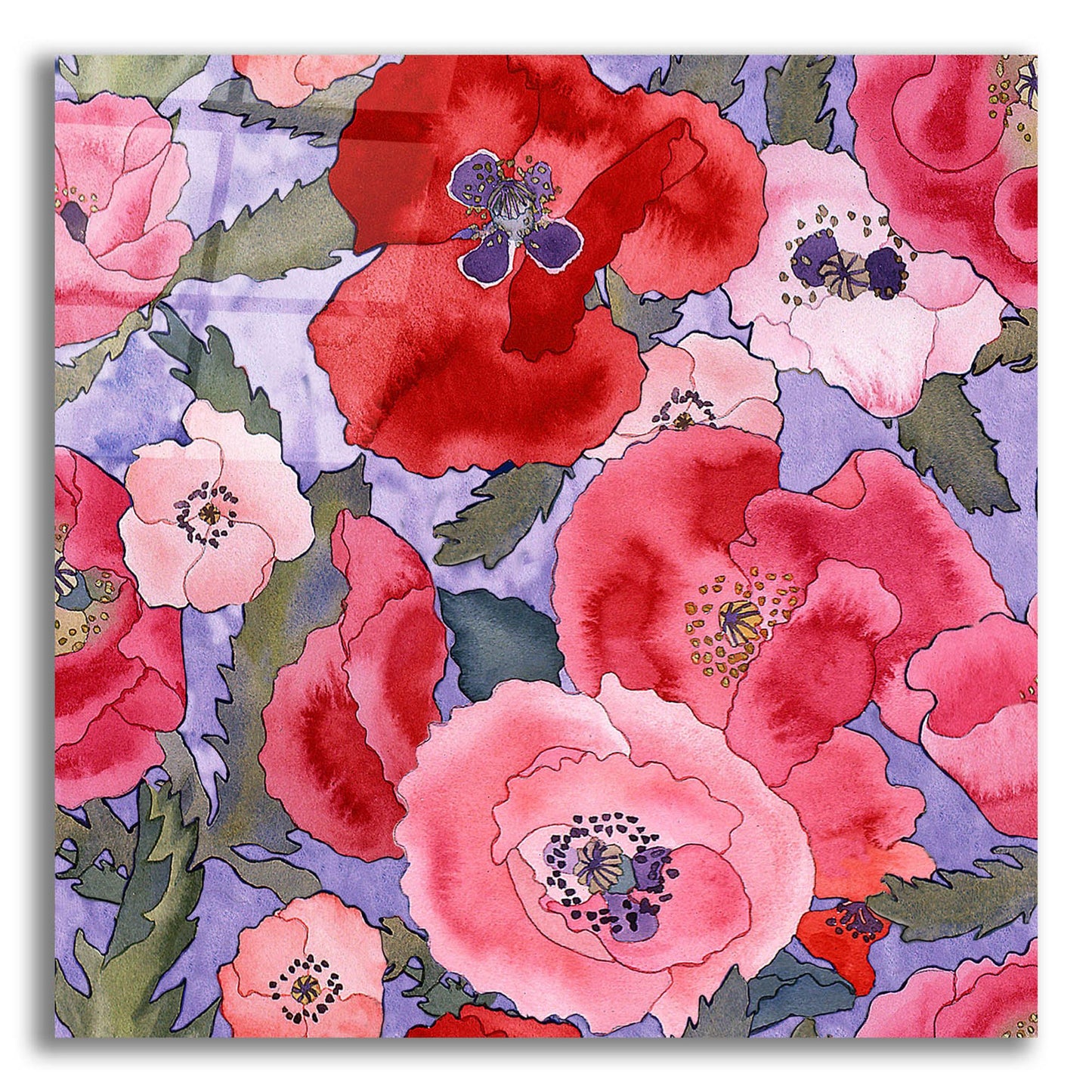 Epic Art 'Poppies pattern- light' by Carissa Luminess, Acrylic Glass Wall Art,12x12