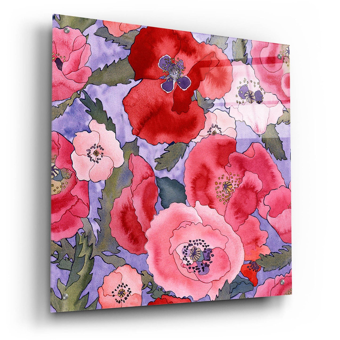 Epic Art 'Poppies pattern- light' by Carissa Luminess, Acrylic Glass Wall Art,24x24